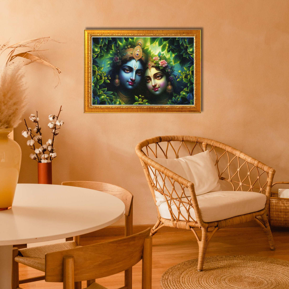 CRAFT QUEST Radha Krishna Art Photo Framed Painting for Home and Bedroom Wall Decoration of Size 14X10 Inches with Frame And Acrylic Glass RK213