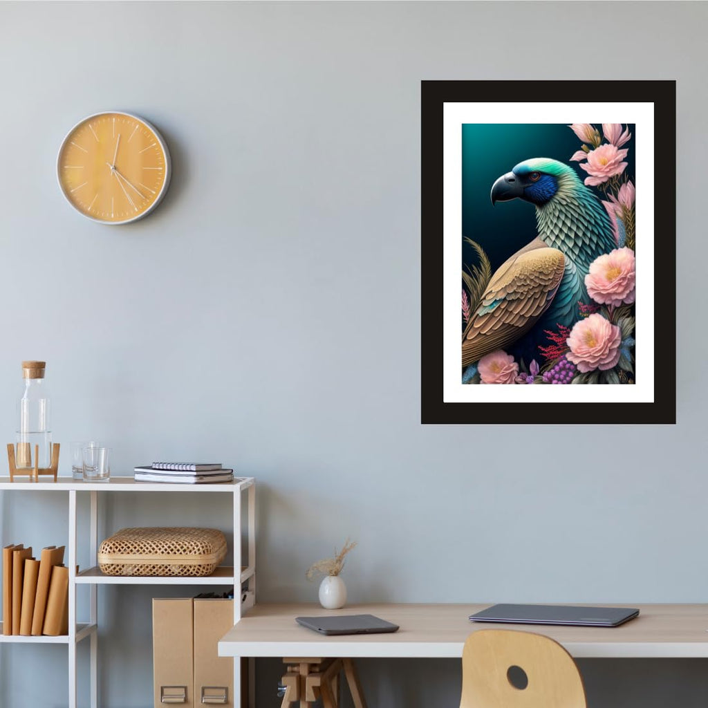 CRAFT QUEST Abstract Modern Art Painting Poster Frame for Home & Office Wall Decoration - Portrait, Wall Display (Black, 14x10 Inch Frame with Art Print) (Tropical Reverie)