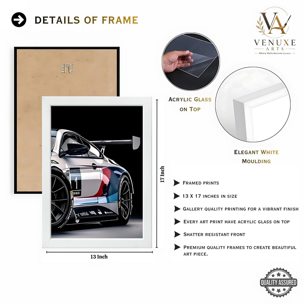 VENUXE ARTS Set Of 3 Big Sports Cars Framed Posters Gift Items for Boys Room Wall Decoration Bedroom Living Room Office Studio Décor | Car Poster Frame for Wall Décor