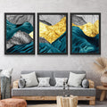 CRAFT QUEST Modern Art Abstract Golden Fashion Wall Art | Set of 3 Frames for Home Decoration | Ideal for Living Room, Bedroom & Offices