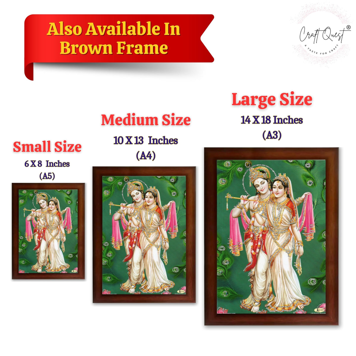 CRAFT QUEST Radha Krishna ji Painting With Frame Wall Paintings for Living Room, Bedroom, Office Décor