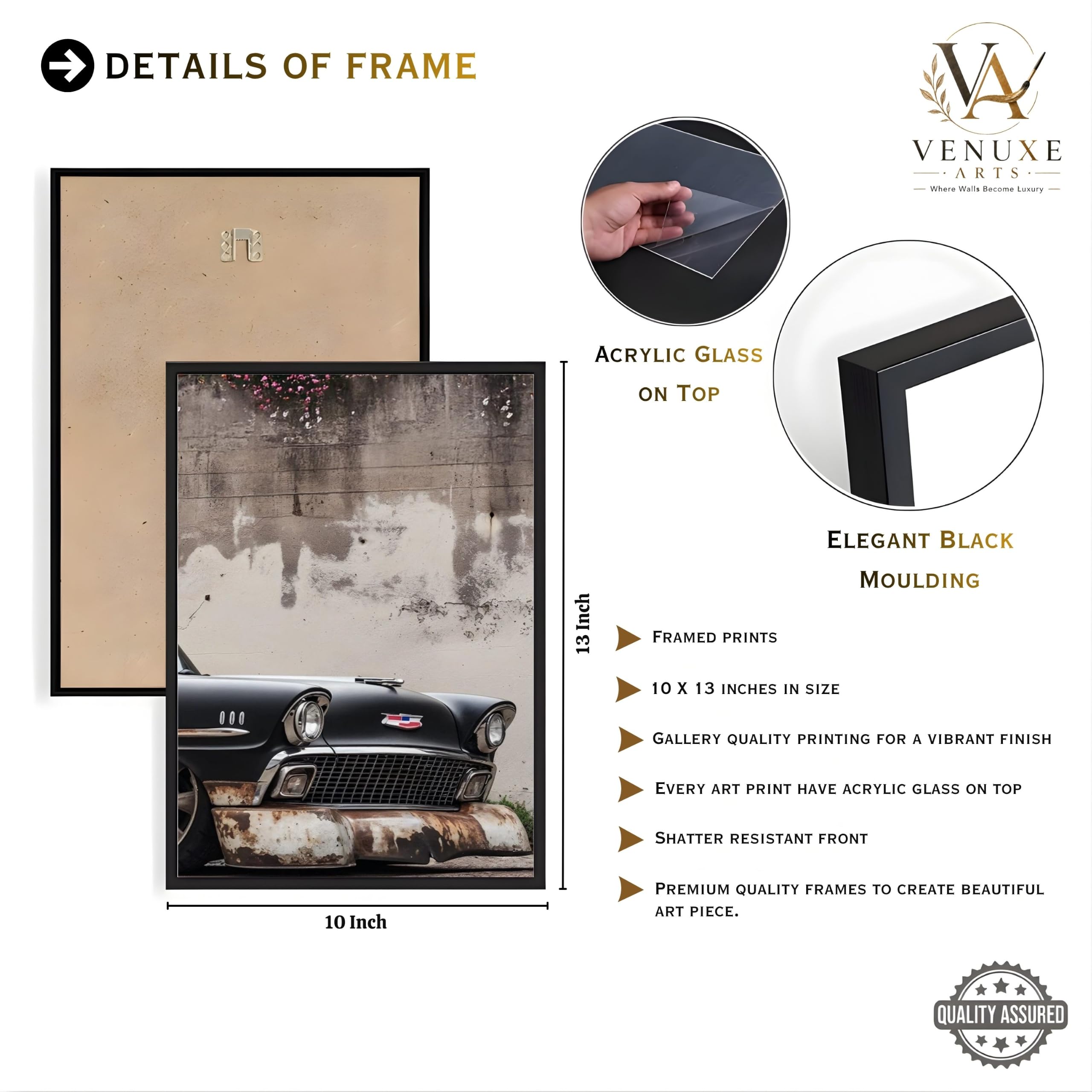 VENUXE ARTS Set Of 3 Big Sports Cars Framed Posters Gift Items for Boys Room Wall Decoration Bedroom Living Room Office Studio Décor | Car Poster Frame for Wall Décor