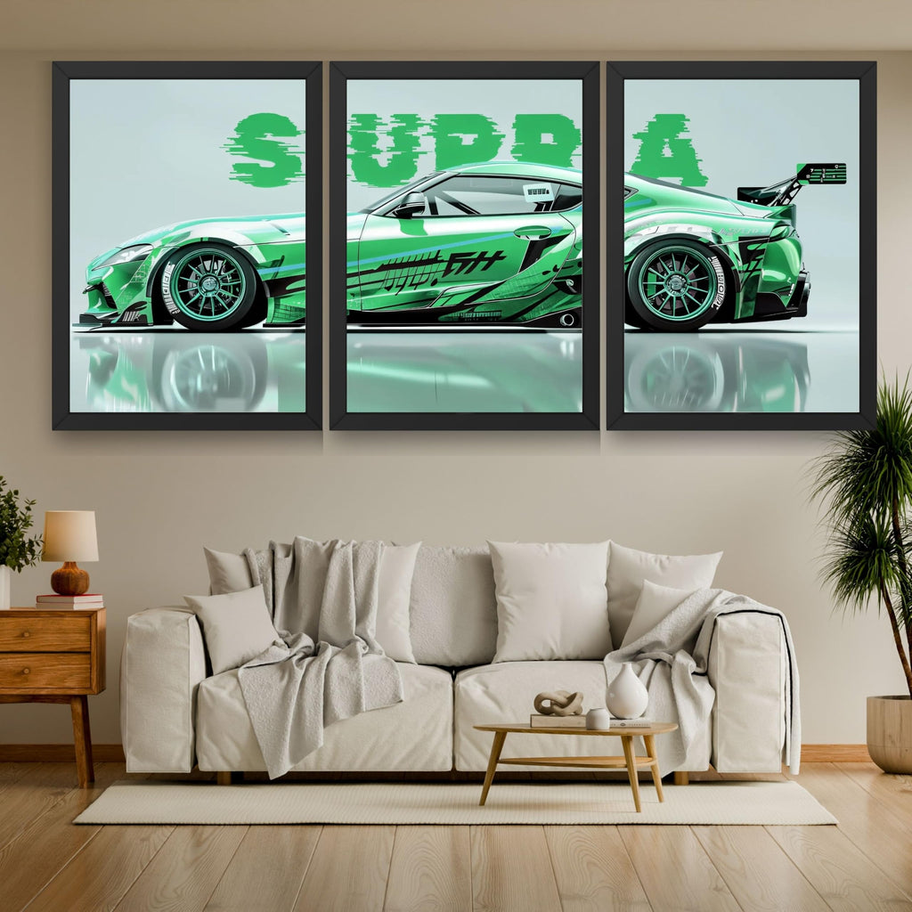 VENUXE ARTS Set Of 3 Big Sports Cars Framed Posters Gift Items for Boys Room Wall Decoration Bedroom Living Room Office Studio Décor | Car Poster Frame for Wall Décor