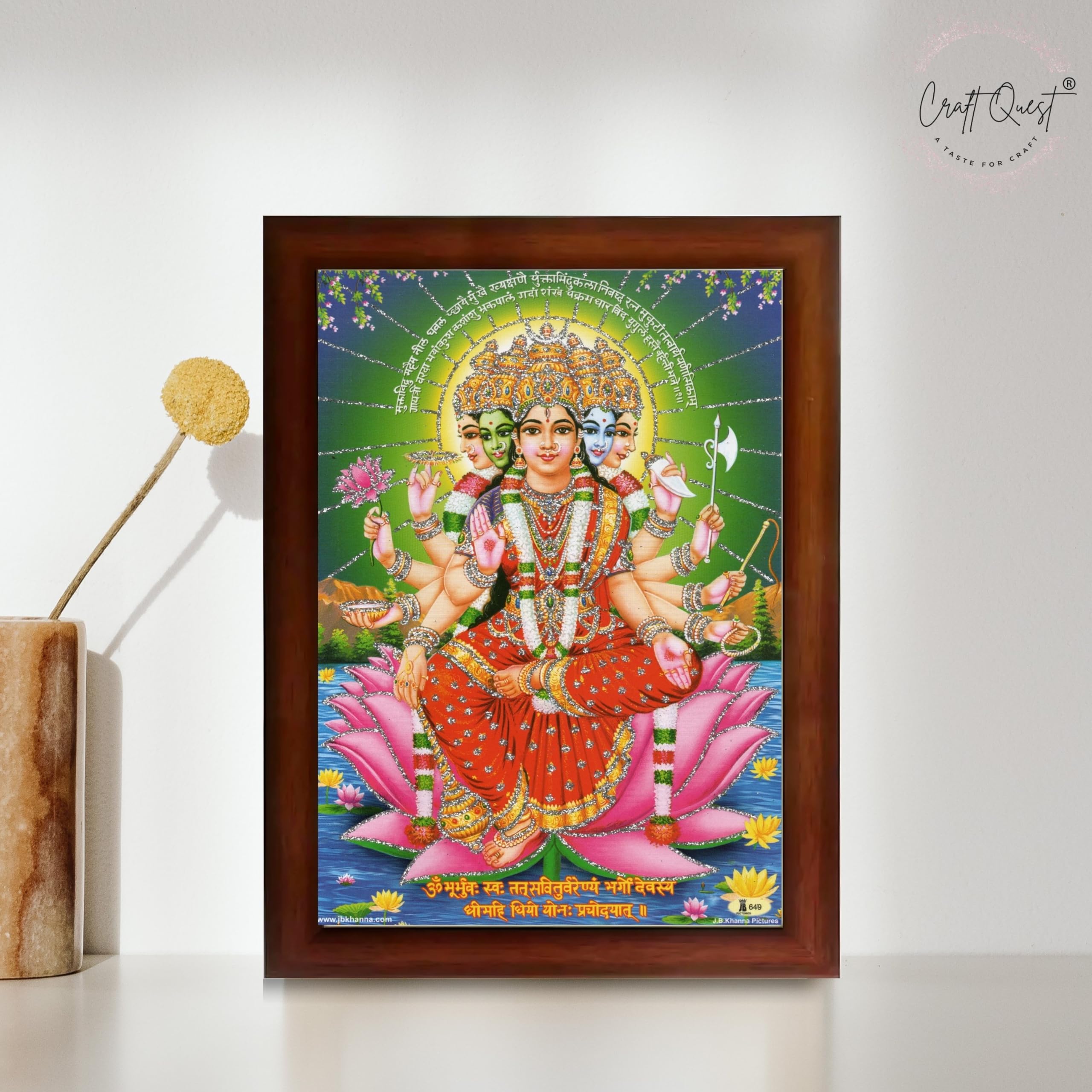 CRAFT QUEST Gayatri Mata Gayatridevi Wall Painting Framed Home and Pooja Decor Items