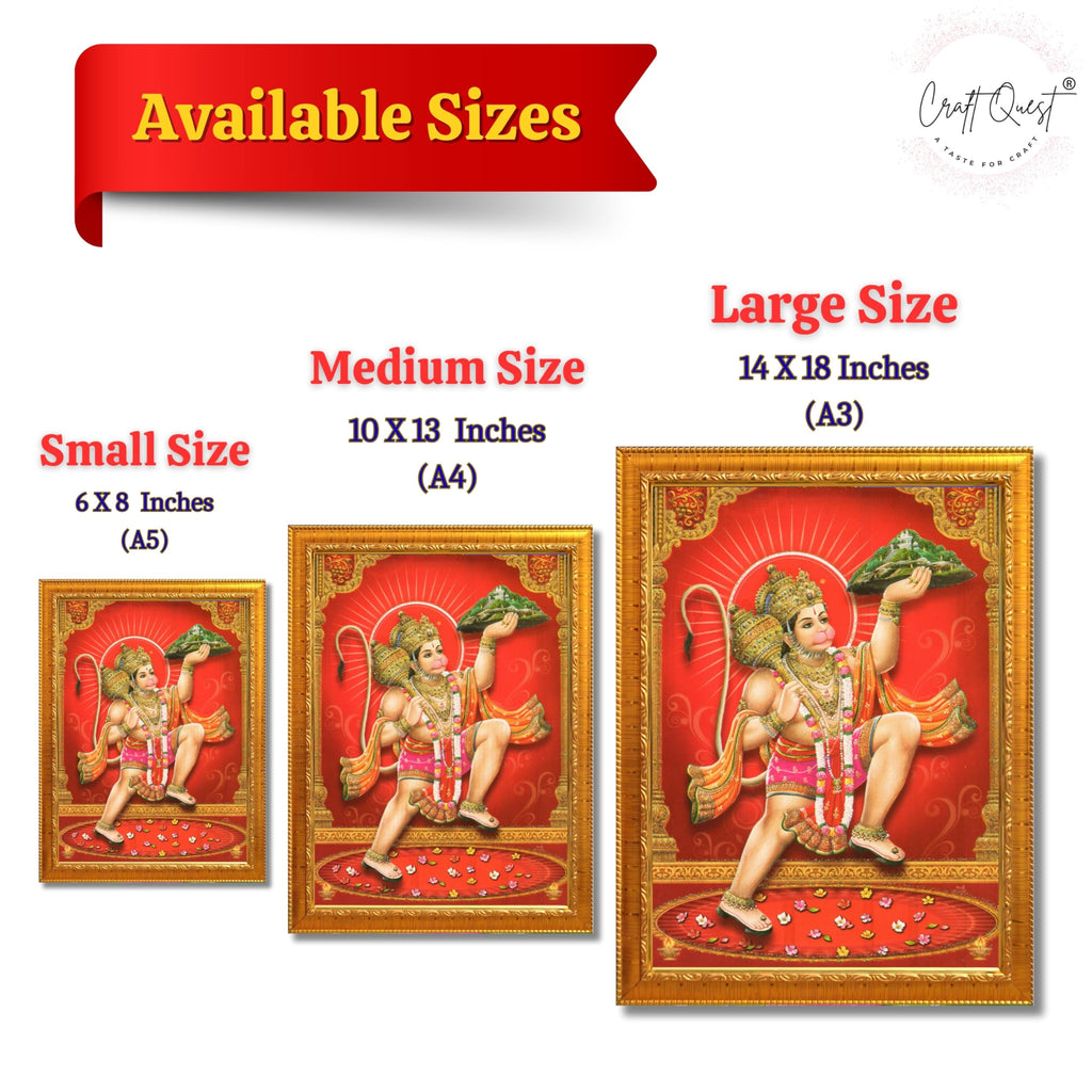 CRAFT QUEST Hanuman JI | Bajrangbali Religious Photo frame Decorative Item Synthetic frame