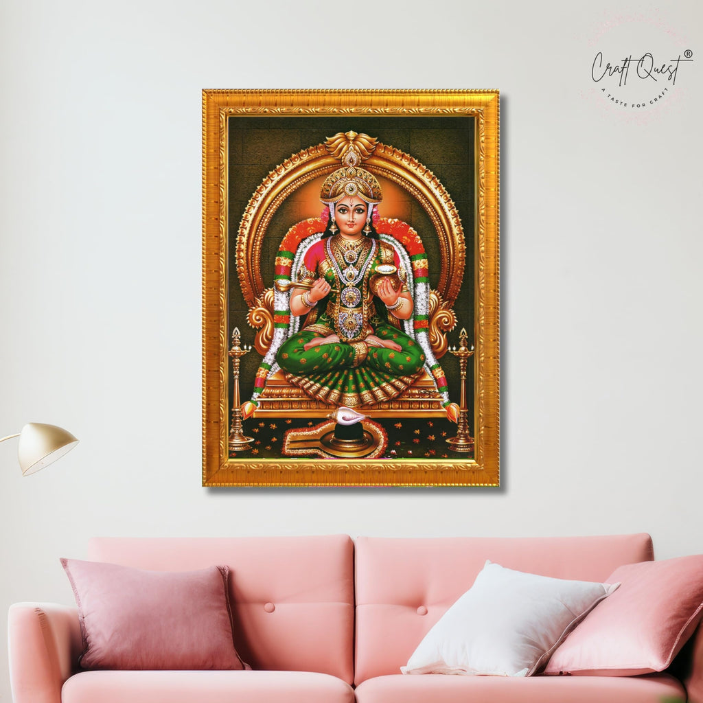 CRAFT QUEST Shiva & Maa Annapurna devi sitting on throne photo frame with Acrylic Glass for Kitchen, Food & Prosperity Blessing Hindu