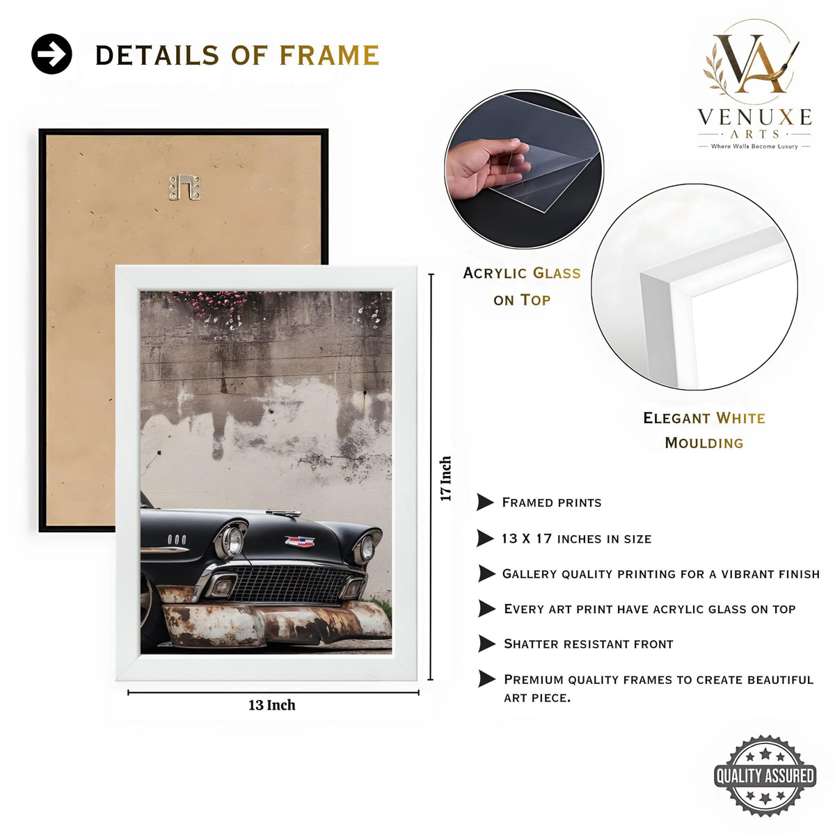 VENUXE ARTS Set Of 3 Big Sports Cars Framed Posters Gift Items for Boys Room Wall Decoration Bedroom Living Room Office Studio Décor | Car Poster Frame for Wall Décor
