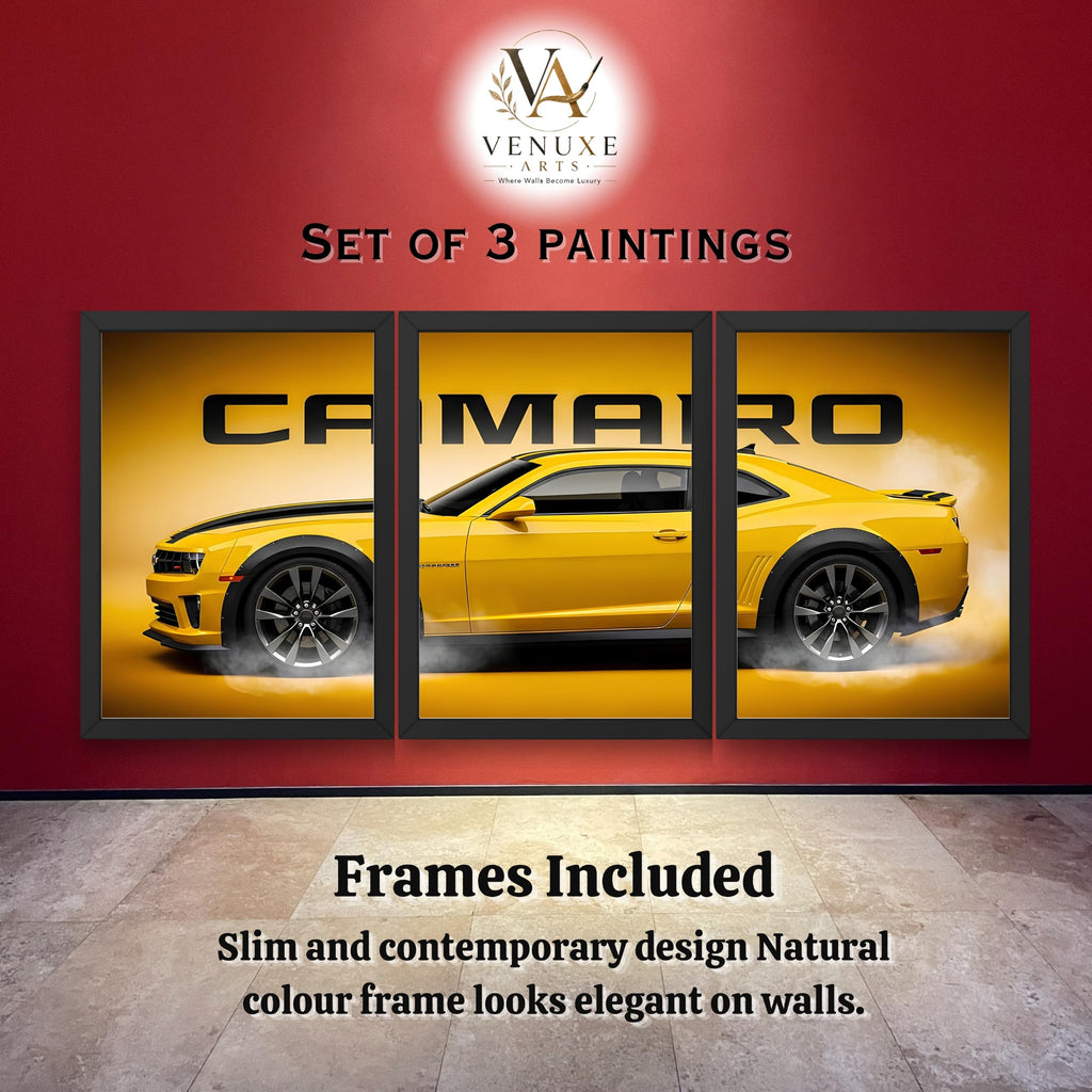 VENUXE ARTS Set Of 3 Big Sports Cars Framed Posters Gift Items for Boys Room Wall Decoration Bedroom, Living Room, Office, Studio Décor | Car Poster Frame for Wall Décor