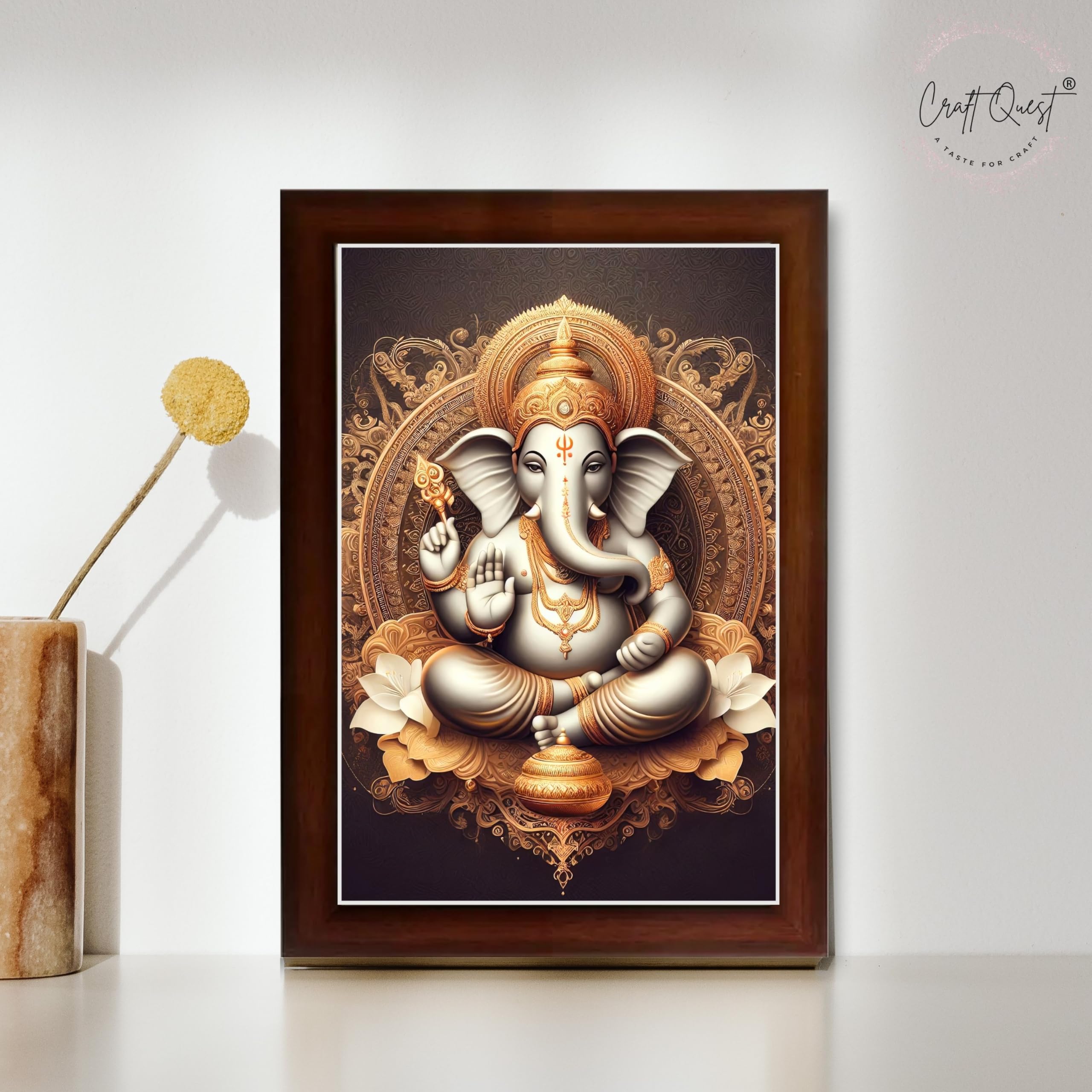CRAFT QUEST Ganesh Ganesha Ganesh God Frame for Pooja Room & Wall Decor