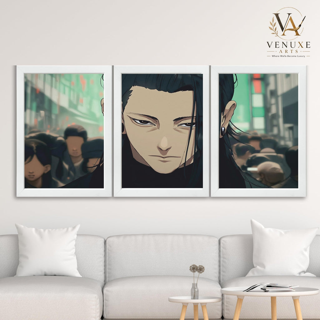 VENUXE ARTS Set Of 3 Anime Characters Wall Framed |Anime Characters Framed Poster for Living Room Bedroom Gaming Room Studio Wall Decor