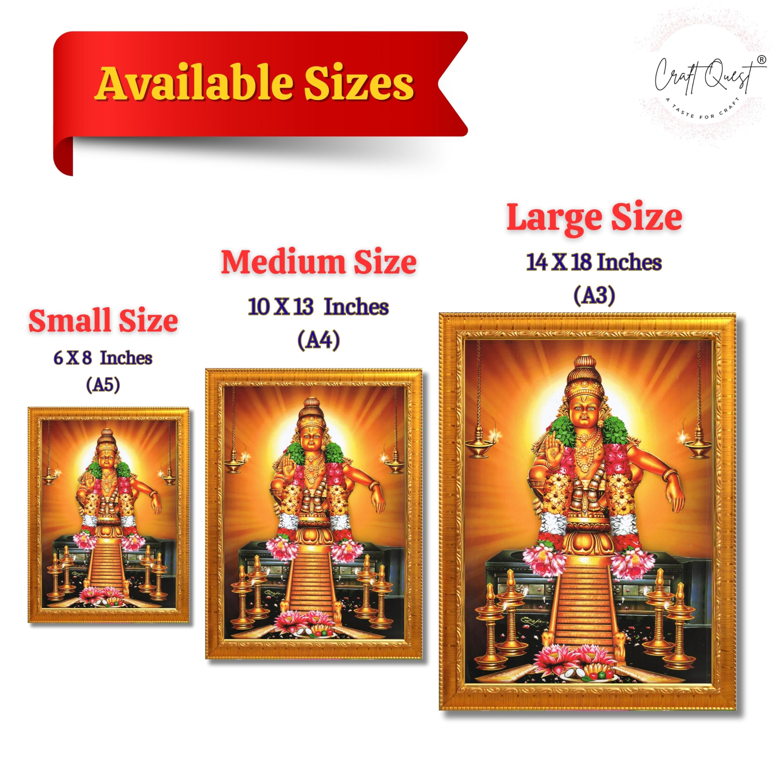CRAFT QUEST Lord Ayyappa Swamy Ayyappan Iyyappan South photo Frame For Wall Painting,Temple, Pooja, Home Décor Items