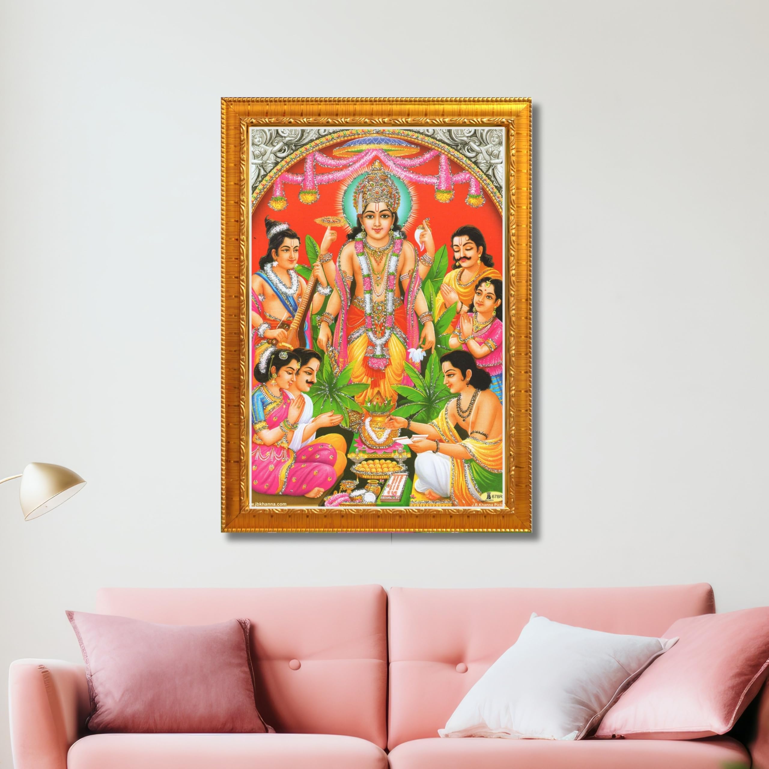 CRAFT QUEST Lord Satyanarayana Swamy Hindu God Satyanarayan Photo Frame | Religious Photo Frame | Ideal for Home, Office, Temple & Puja Room, Wall Decor