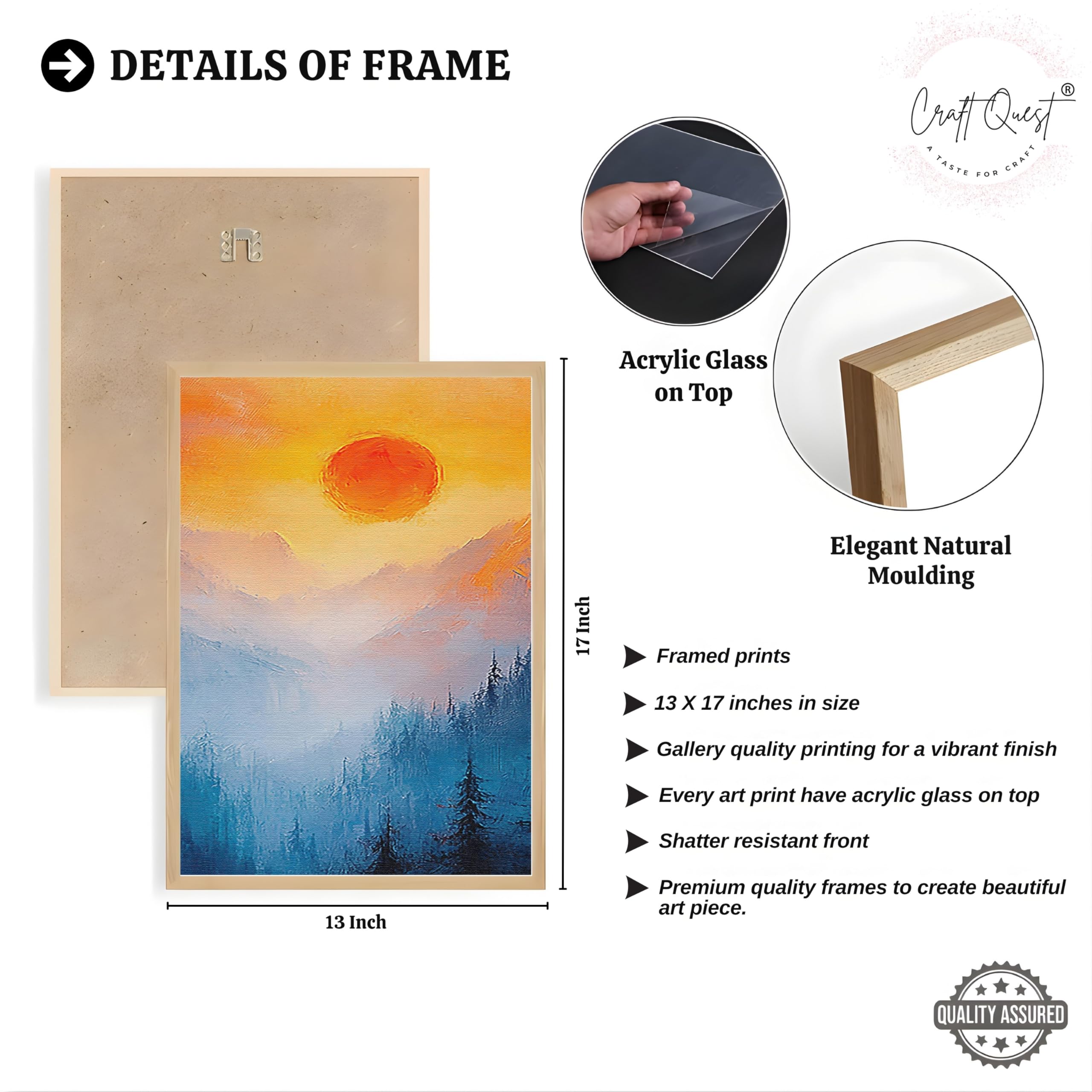CRAFT QUEST Nature Inspired Landscape With Trees & Mountains Wall Art | Set of 3 Frames for Home Decoration | Ideal for Living Room, Bedroom & Offices