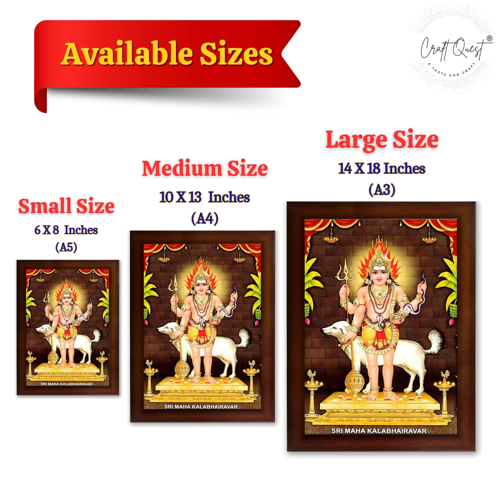 CRAFT QUEST Kala Bhairava Kaal Bhairav Baba Bairava Photo Frame | Hindu God Spiritual Framed | Ideal for Home, Office, Temple & Puja Room, Wall Decor