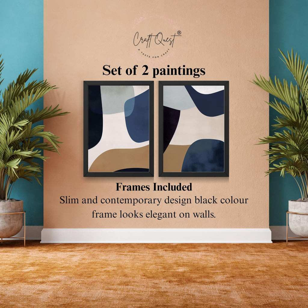 CRAFT QUEST Wall Art Decor Paintings | Set of 2 Abstract Wall Art Frames for Home Decoration | Perfect for Living Room, Bedroom & Office