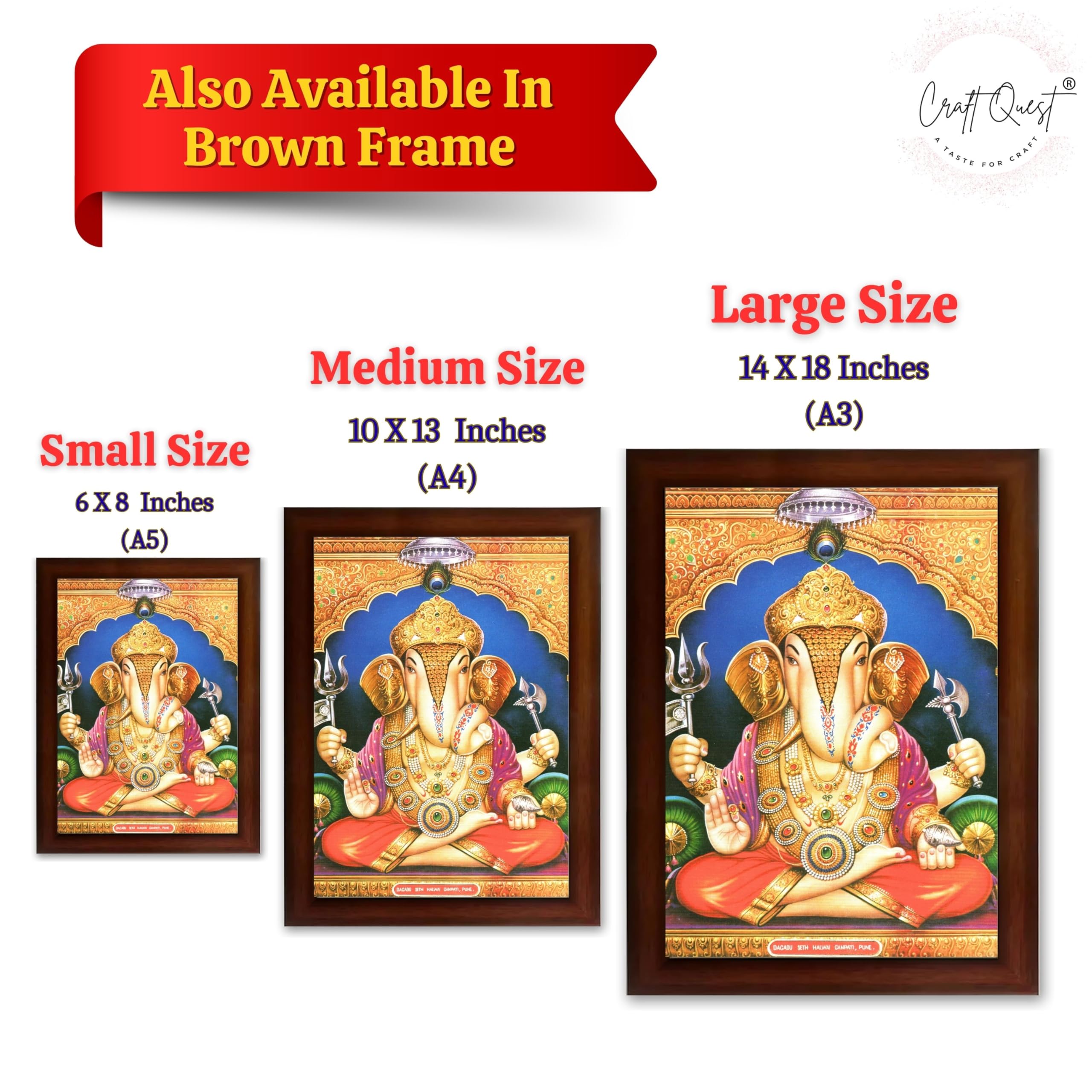 CRAFT QUEST Lord Ganesh ji Modern Wall Painting With Frame For Home pooja, and Office Decor,