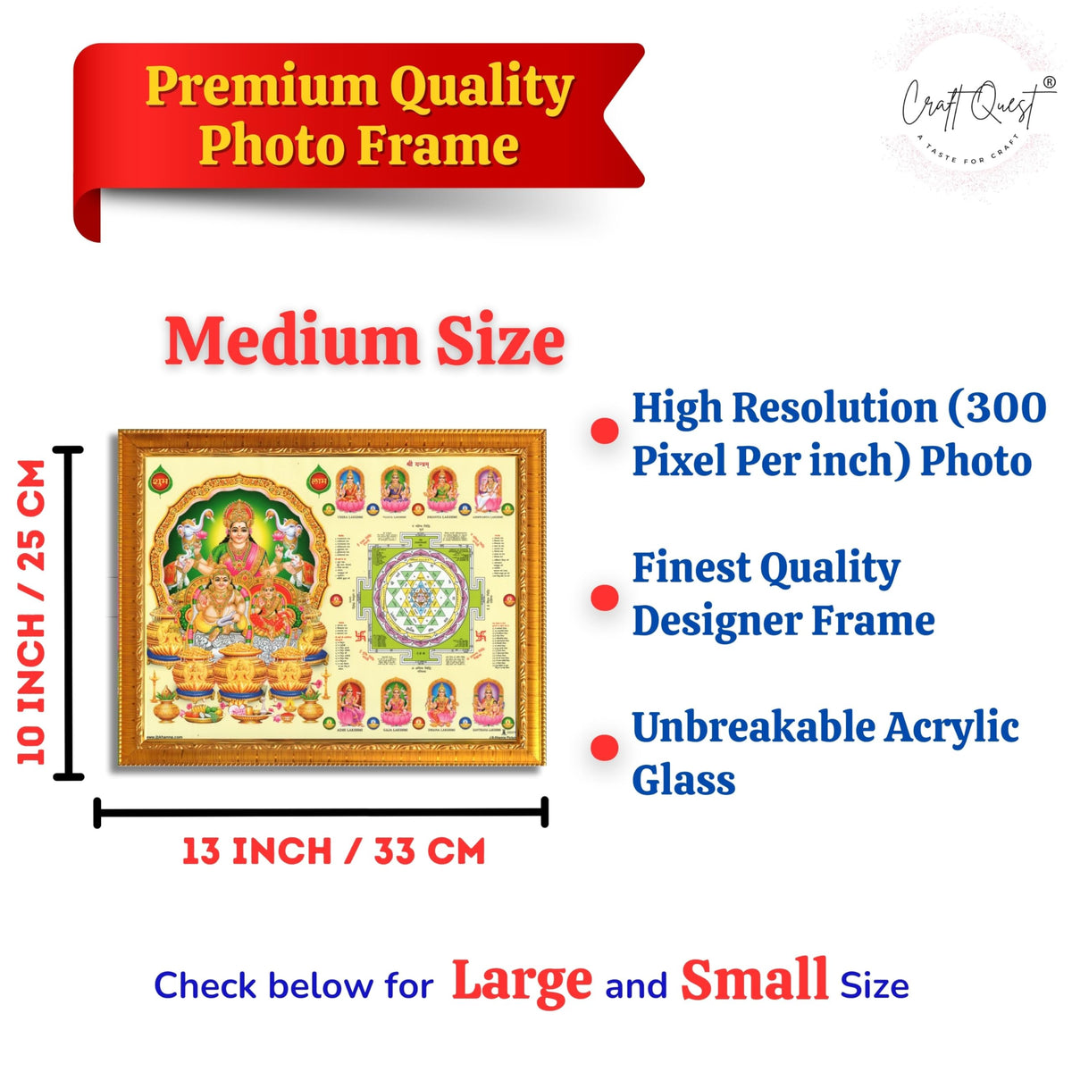 Ashta Lakshmi Devi Laxmi Sri Shri Shree Yantra Wall Painting Framed Home Décor and Ideal Spiritual Gift