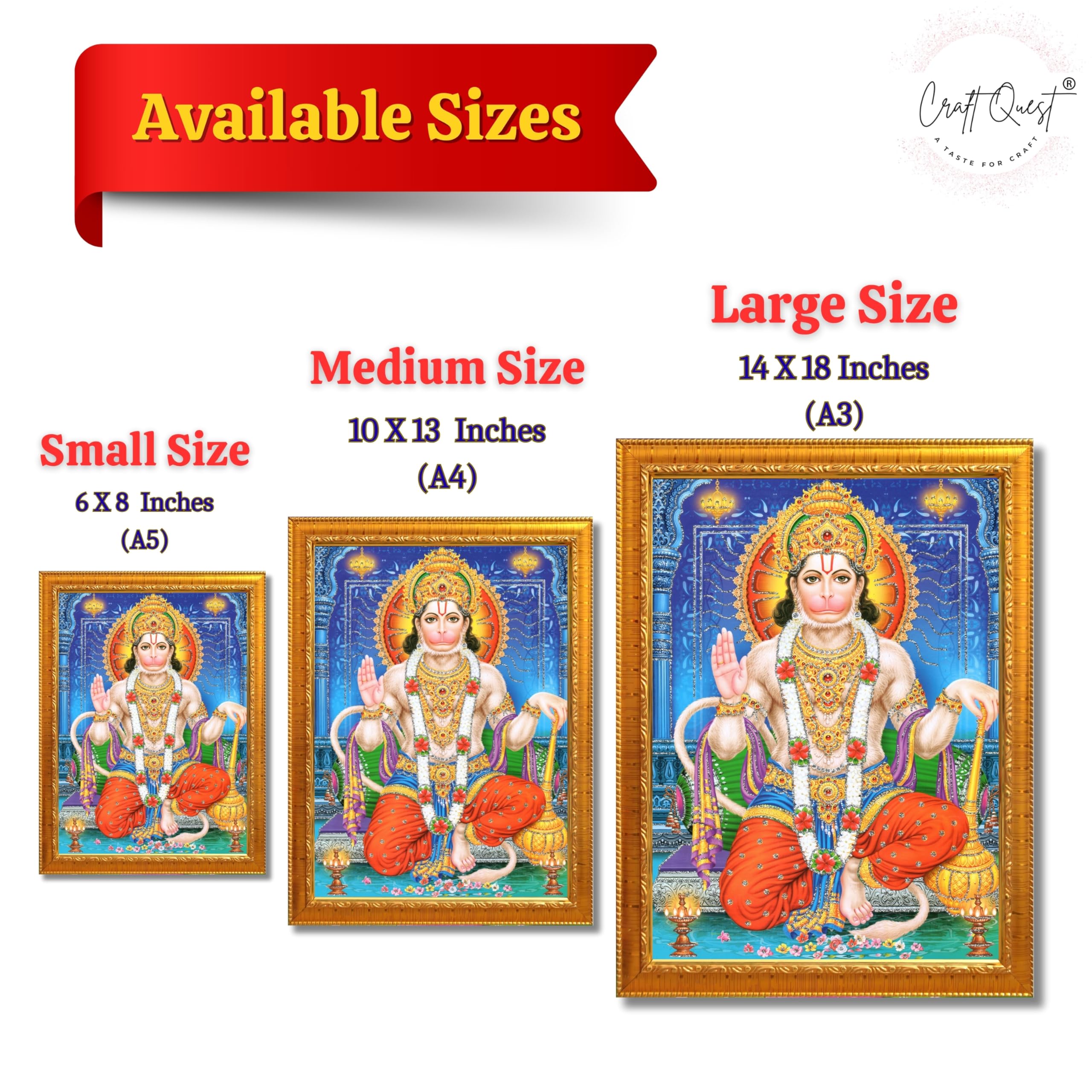 CRAFT QUEST Hanuman JI | Bajrangbali Religious Photo frame Decorative Item Synthetic frame