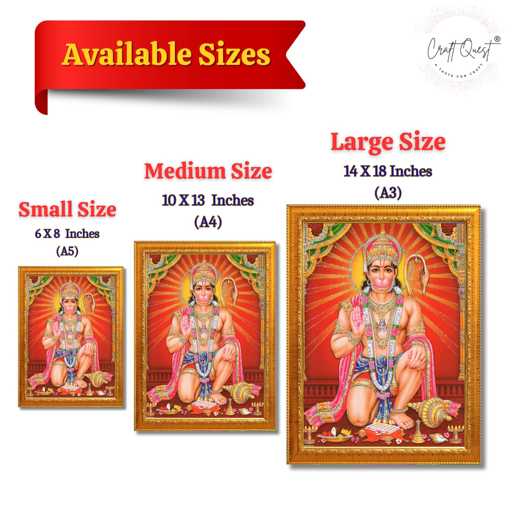 CRAFT QUEST Hanuman JI | Bajrangbali Religious Photo frame Home Decorative Item Synthetic frame
