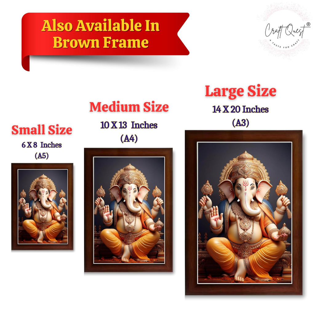 CRAFT QUEST Lord Ganesha Ganpati Ganapathi Hanging Wall Painting Framed For Home Décor