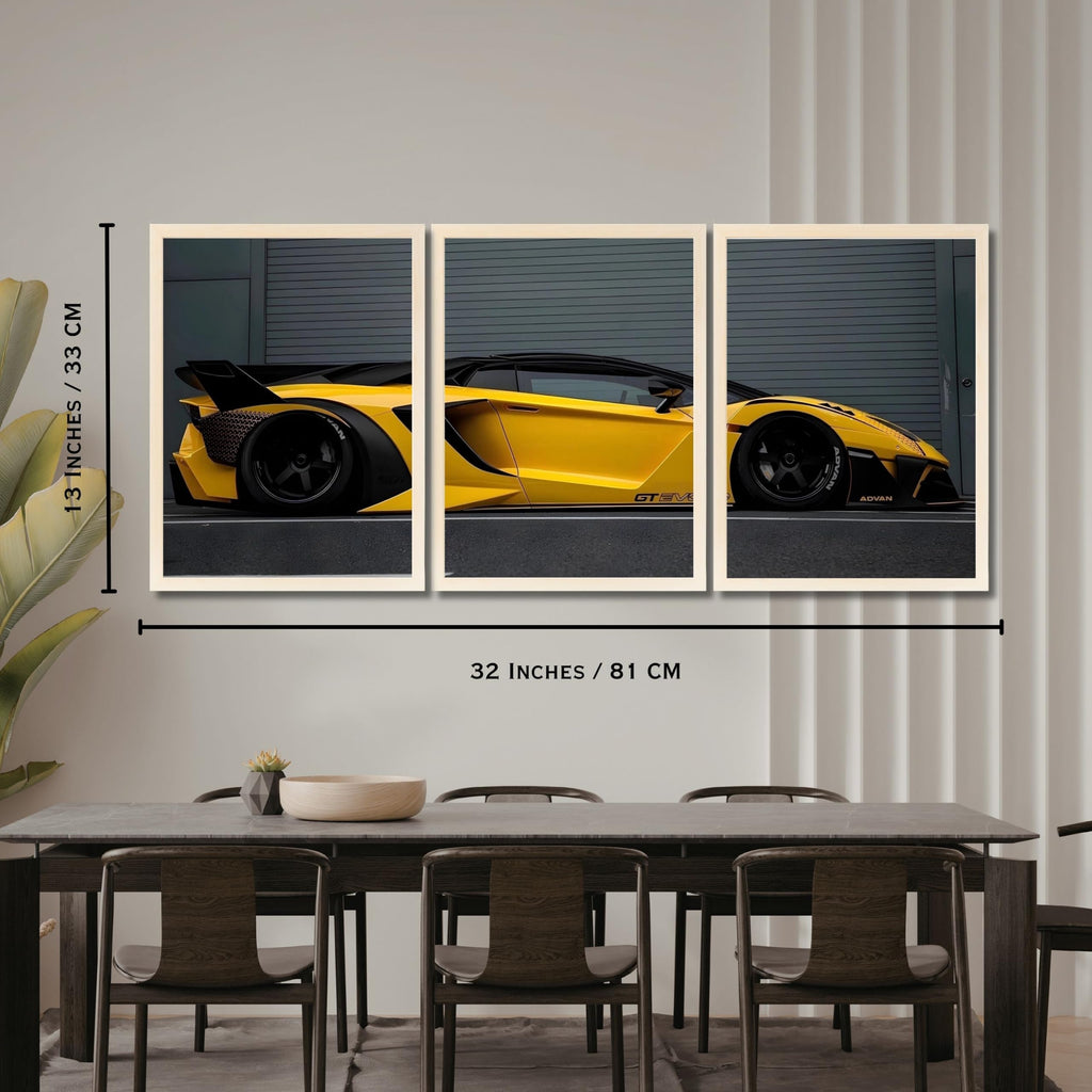 VENUXE ARTS Set Of 3 Big Sports Cars Framed Posters Gift Items for Boys Room Wall Decoration Bedroom Living Room Office Studio Décor | Car Poster Frame for Wall Décor