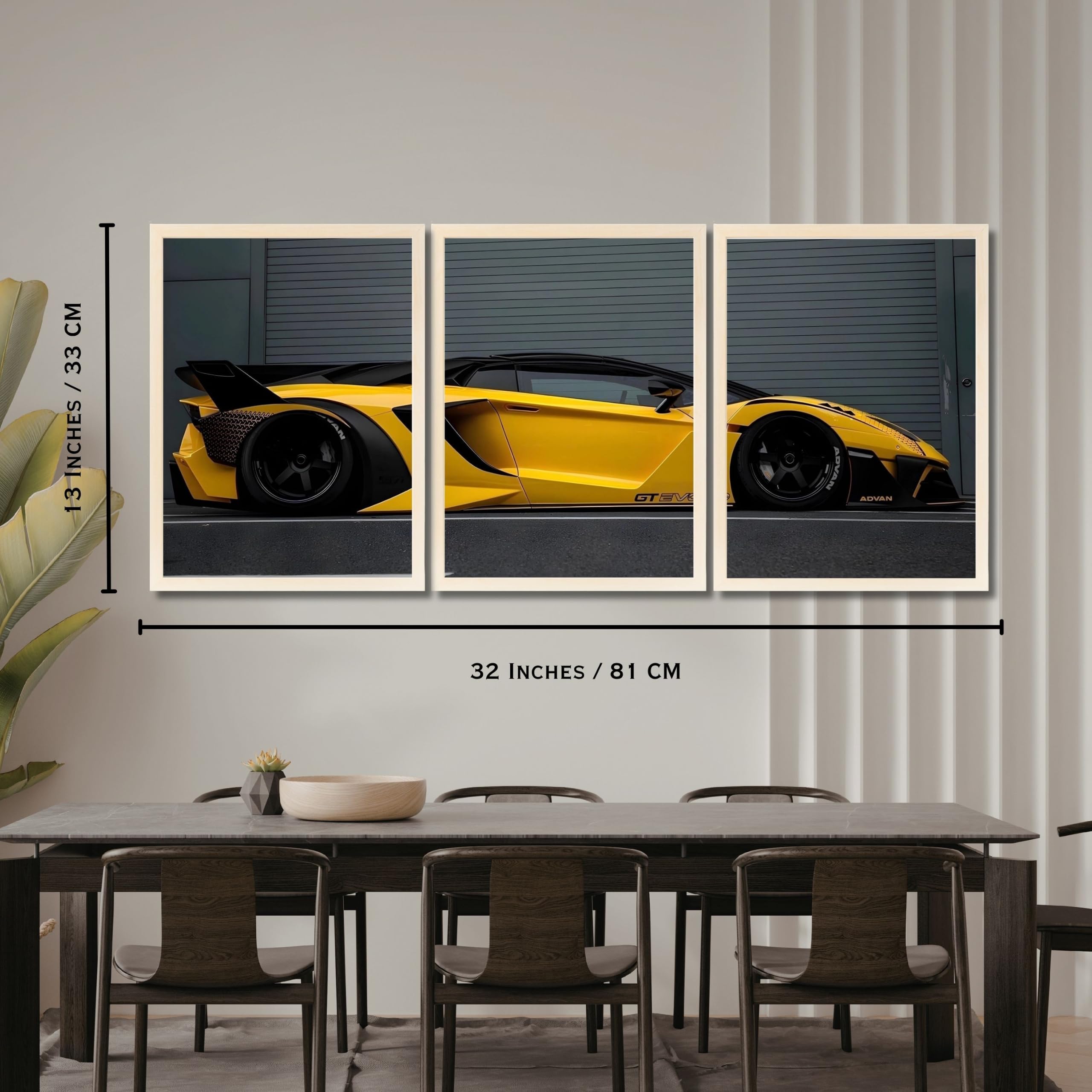VENUXE ARTS Set Of 3 Big Sports Cars Framed Posters Gift Items for Boys Room Wall Decoration Bedroom Living Room Office Studio Décor | Car Poster Frame for Wall Décor