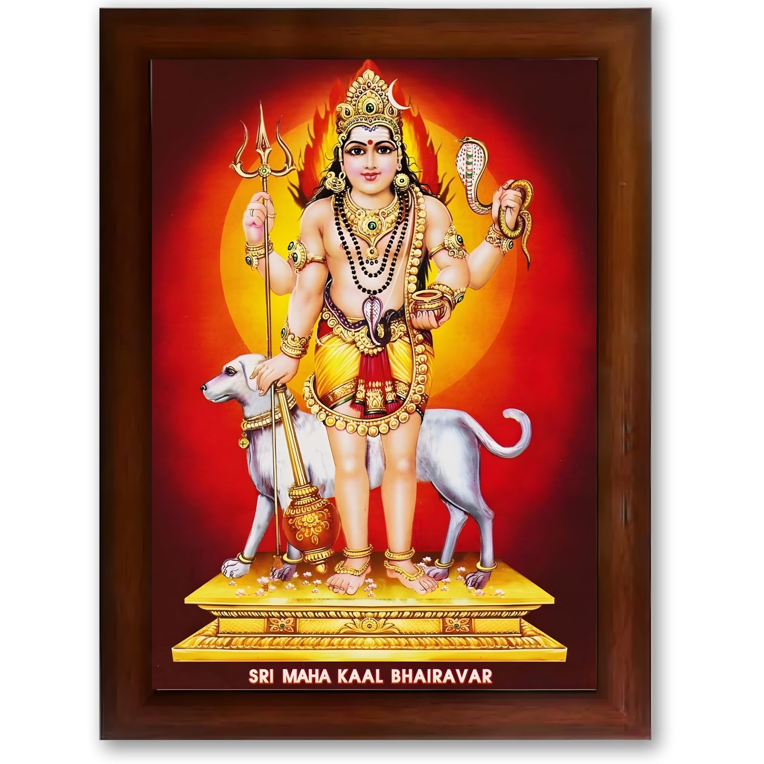 CRAFT QUEST Bhairava Kaal Bhairav Baba Bairava Photo Frame | Hindu God Spiritual Framed | Ideal for Home, Office, Temple & Puja Room, Wall Decor