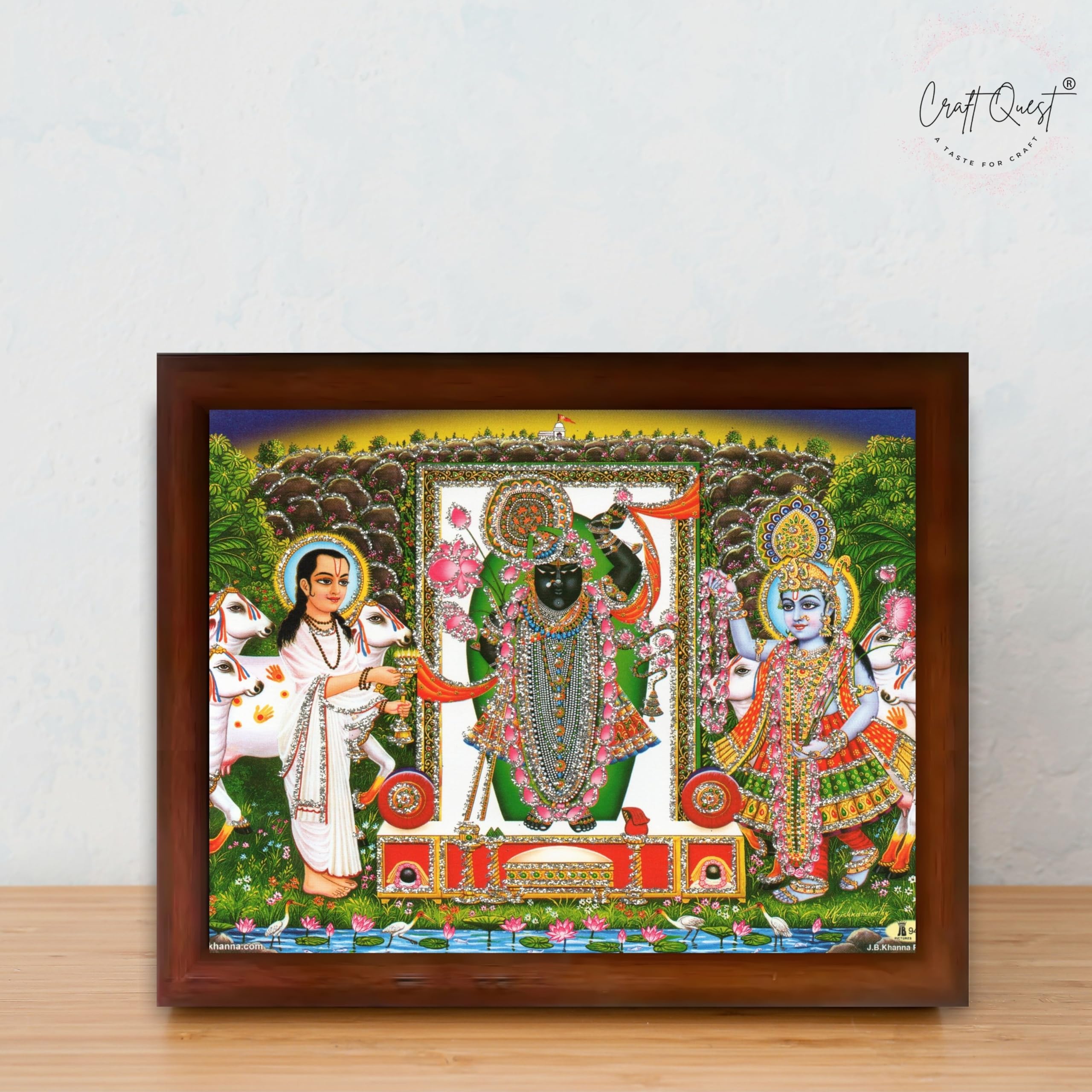 CRAFT QUEST Shrinathji Photo with Frame Shreenathji Photo with Frame Religious Framed Painting Home Decorative Item Synthetic Wood frame