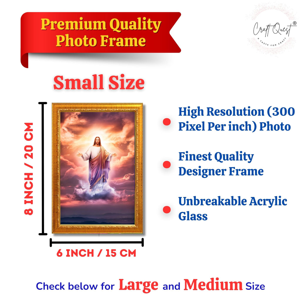 CRAFT QUEST Lord Jesus Christ Blessing Wall Artwork Wood Photo Frame Wall Hanging Décor and Gift Item