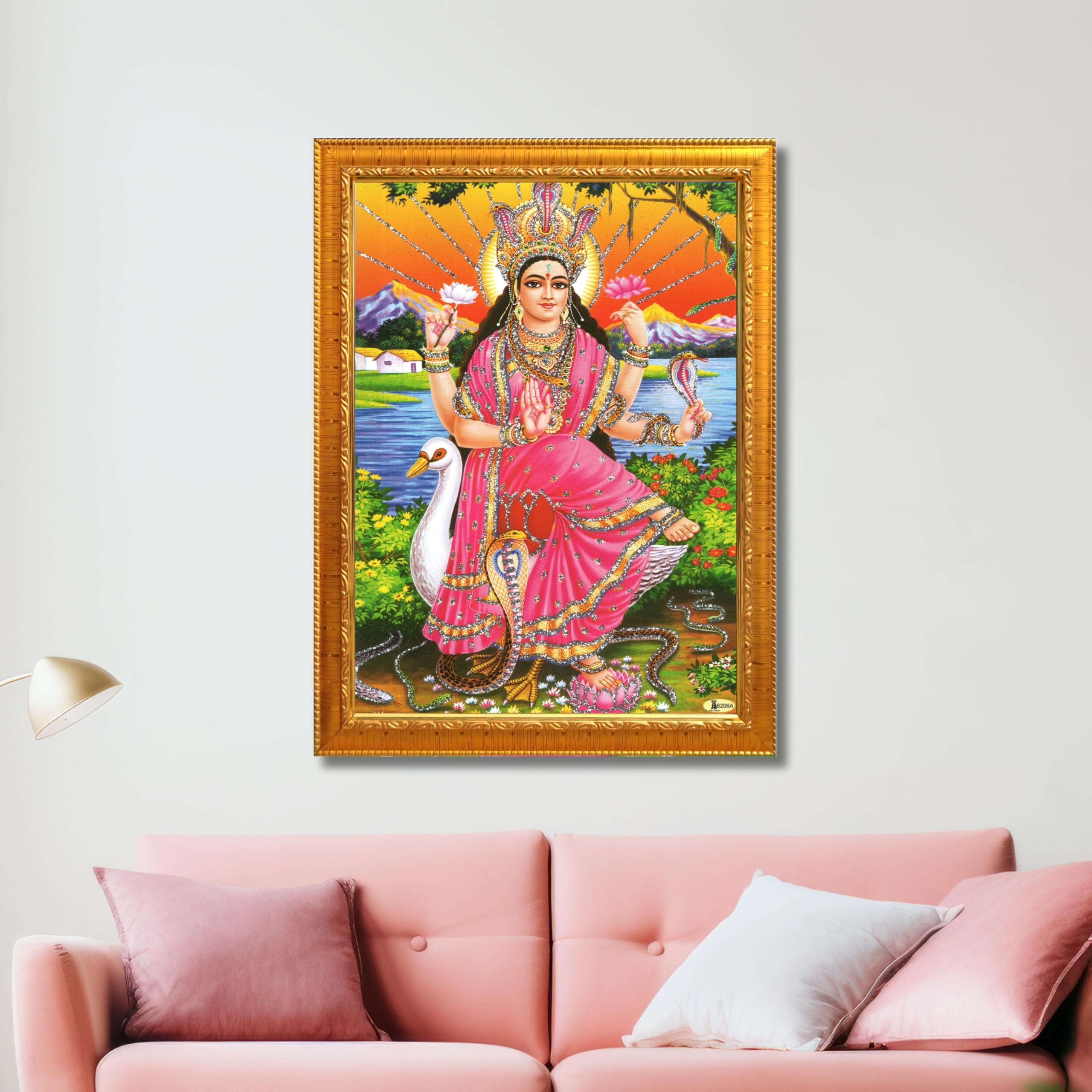 CRAFT QUEST Maa Mansa/Maa Mansani/Maa Nag Devi Photo Frame Wall Painting Home Decor wooden framed