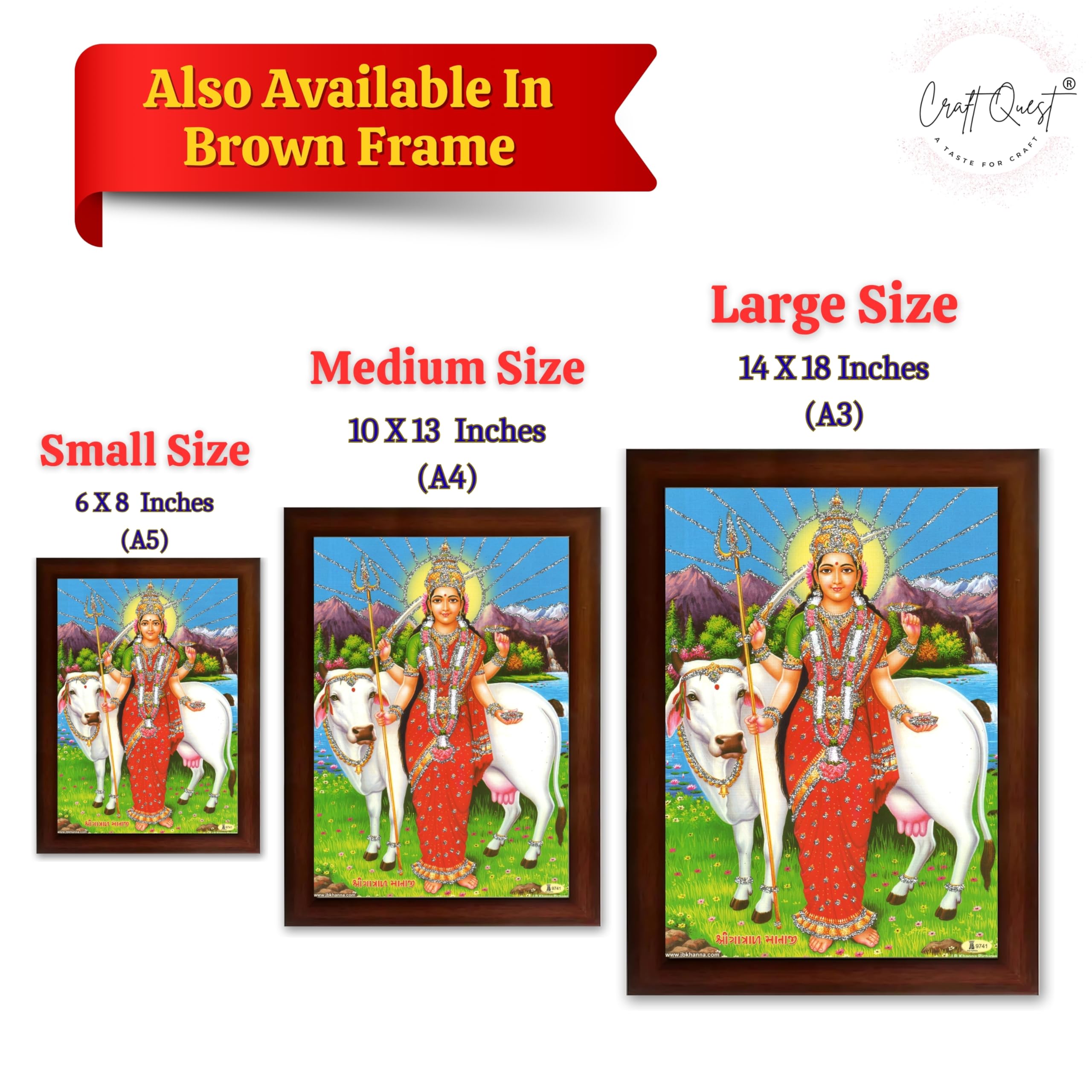 CRAFT QUEST Gatrad Devi Maa Mata Ji Mataji Wall Painting For Home Decor wooden framed
