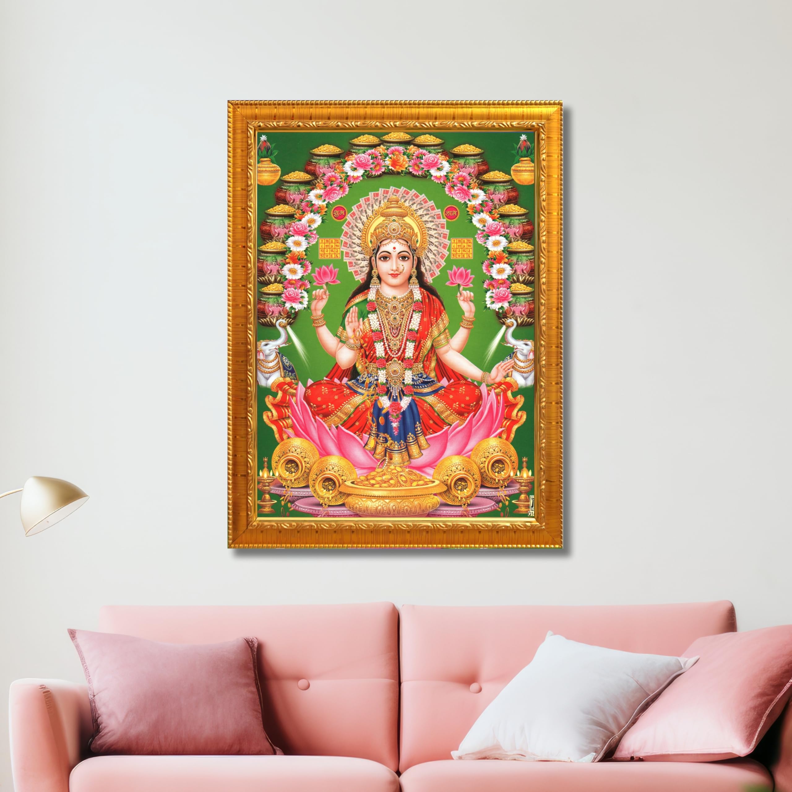 CRAFT QUEST Goddess Lakshmi Devi Dhana Vaibhav Laxmi Maa Wall Painting Frame Home Decor