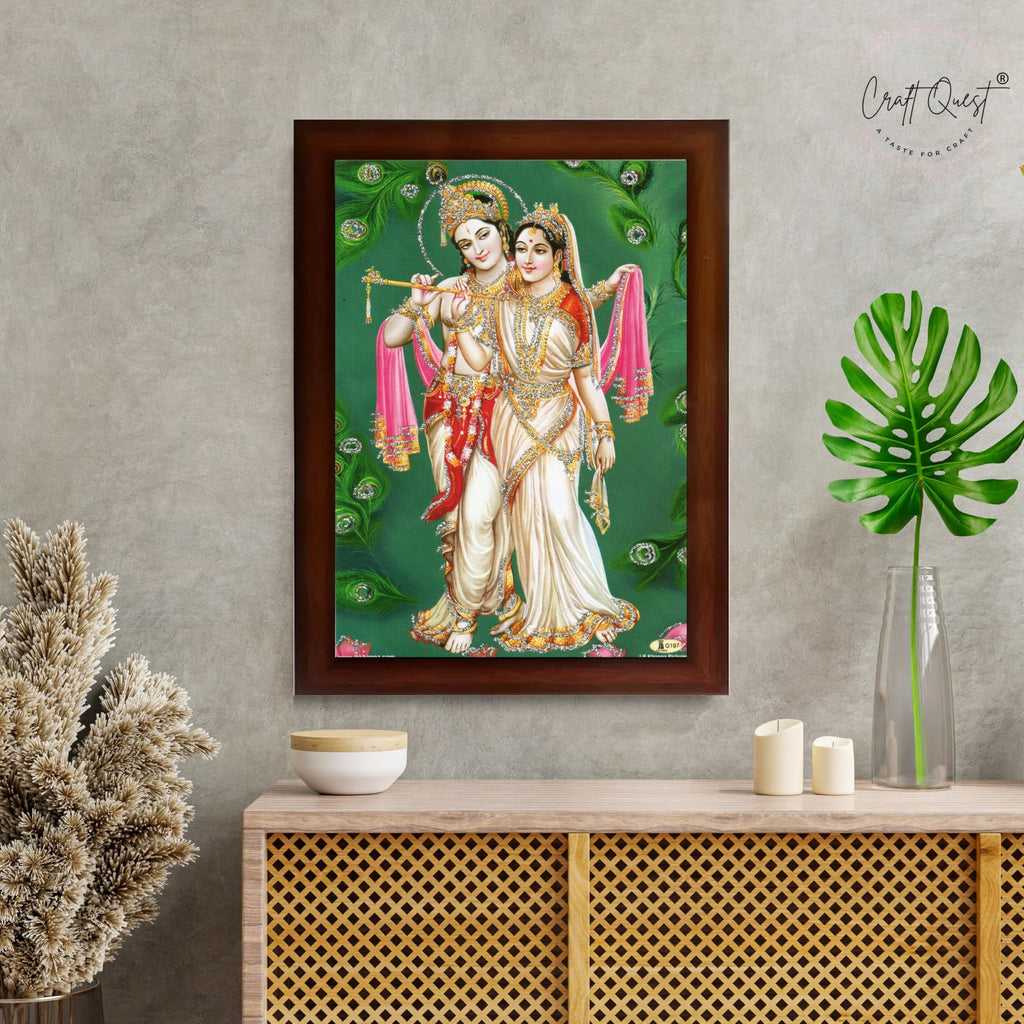 CRAFT QUEST Radha Krishna ji Painting With Frame Wall Paintings for Living Room, Bedroom, Office Décor