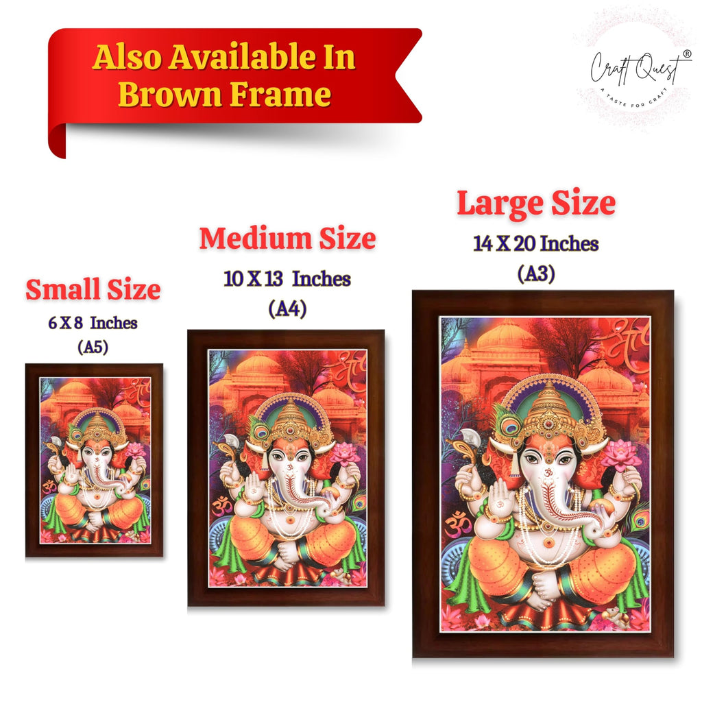CRAFT QUEST Lord Ganesha Ganesh Ganpati Ganapathi Hanging Wall Painting Framed Home Decor