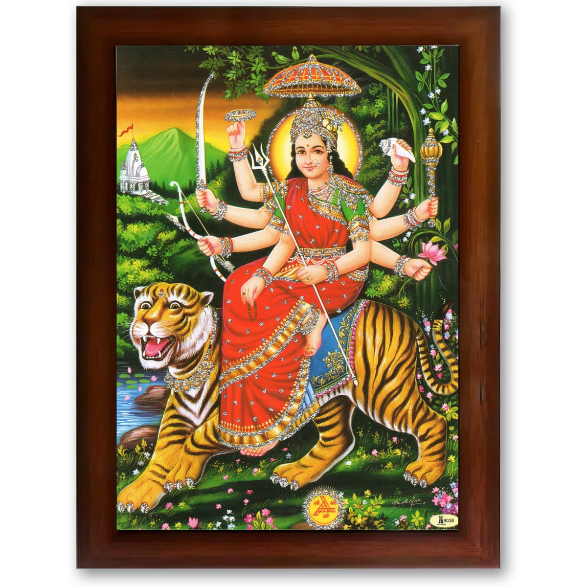CRAFT QUEST Durga Mata Goddess Navdurga Wall Painting Framed Home and Pooja Décor