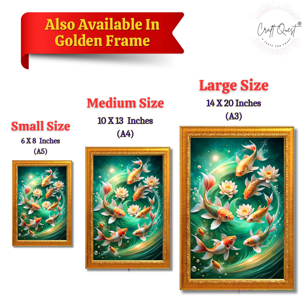 CRAFT QUEST Vastu Fishes Painting With Floating Photo Frame Home Office Wall Decor | Paintings for Home Decoration, Living room, Bedroom and Office Décor