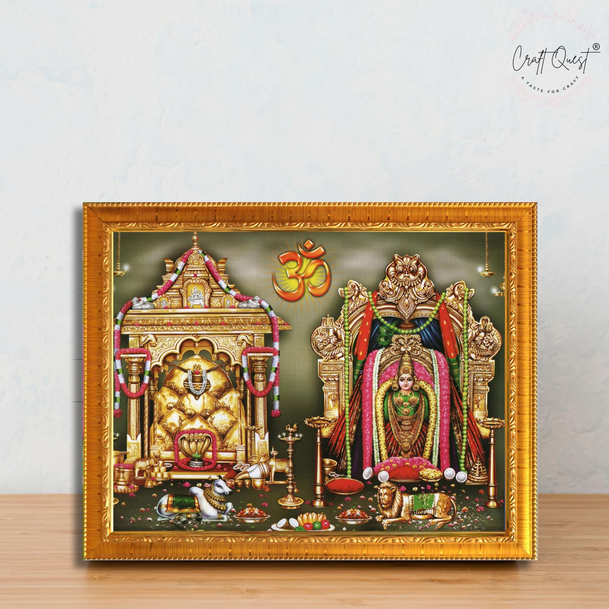CRAFT QUEST Maallikaarjuna swamy brambarambika Ammavaru god photo frame | South God Picture Frame for Home, Office, Temple & Gifting, Decor