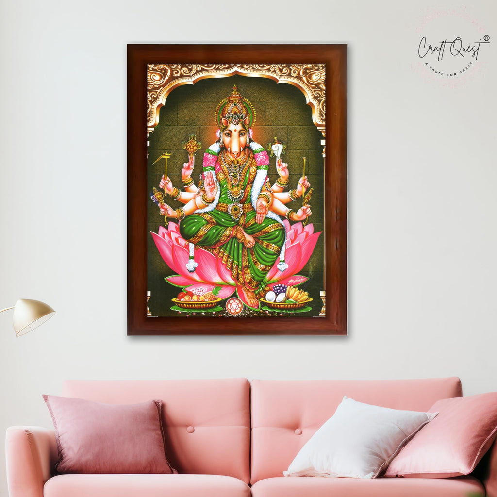 CRAFT QUEST Varahi Amman Photo Varahi Wall Painting Photo Frame | South God Frame for Home, Office, Temple & Gifting
