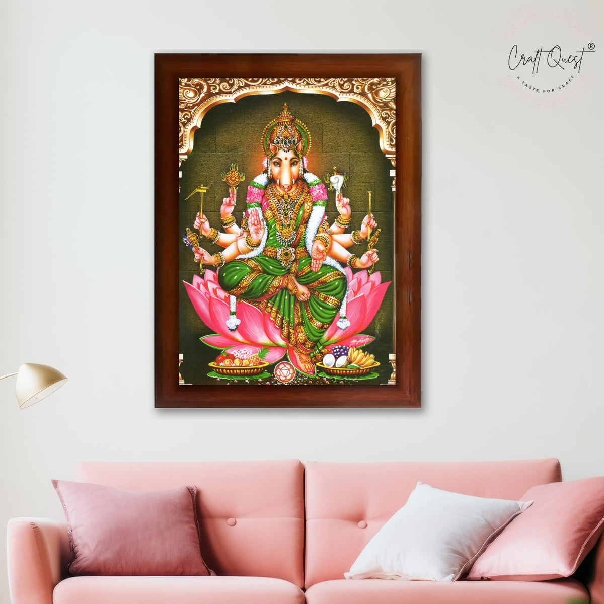 CRAFT QUEST Varahi Amman Photo Varahi Wall Painting Photo Frame | South God Frame for Home, Office, Temple & Gifting
