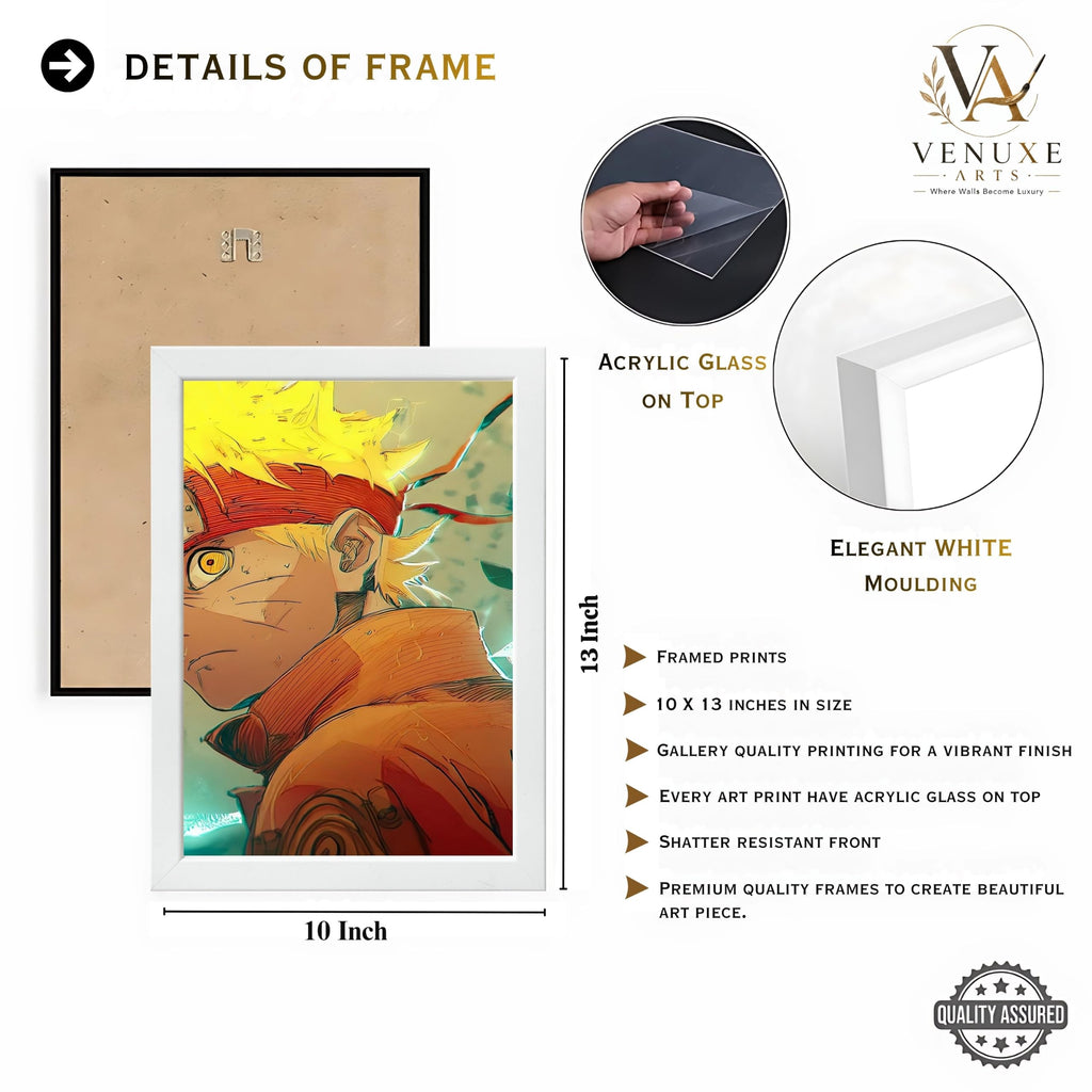 VENUXE ARTS Set Of 3 Anime Characters Wall Framed |Anime Characters Framed Poster for Living Room Bedroom Gaming Room Studio Wall Decor