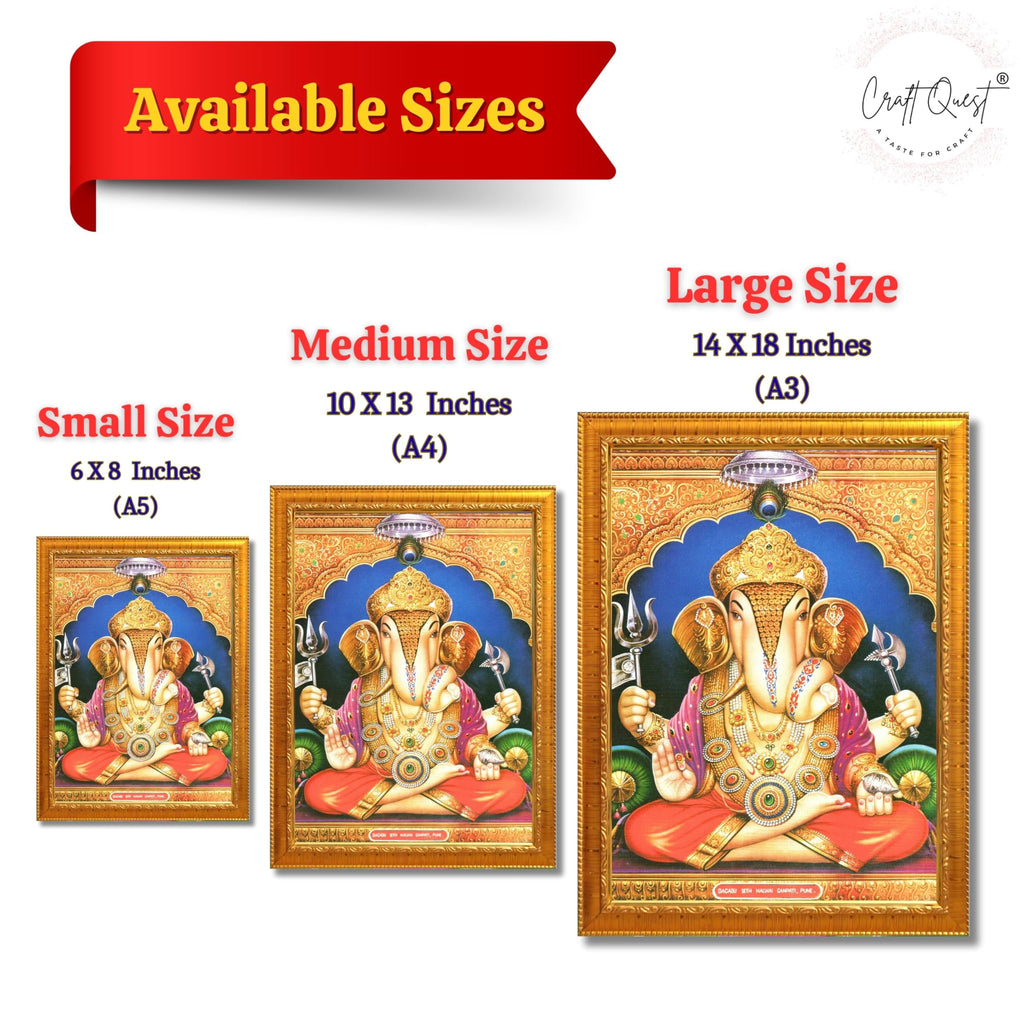 CRAFT QUEST Lord Ganesh ji Modern Wall Painting With Frame For Home pooja, and Office Decor,