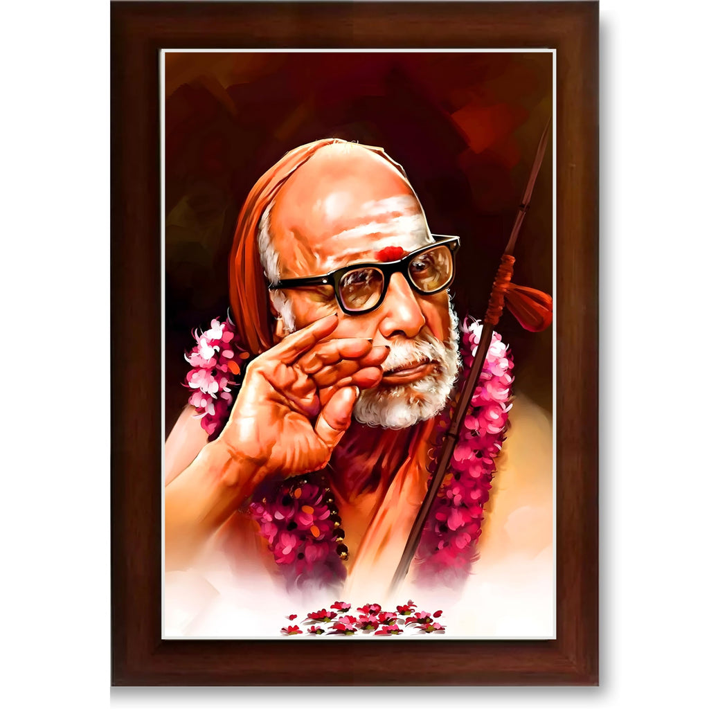 CRAFT QUEST Kanchi Maha Periyava Periyavar Periyar Kanji Wall Painting Framed Home Décor