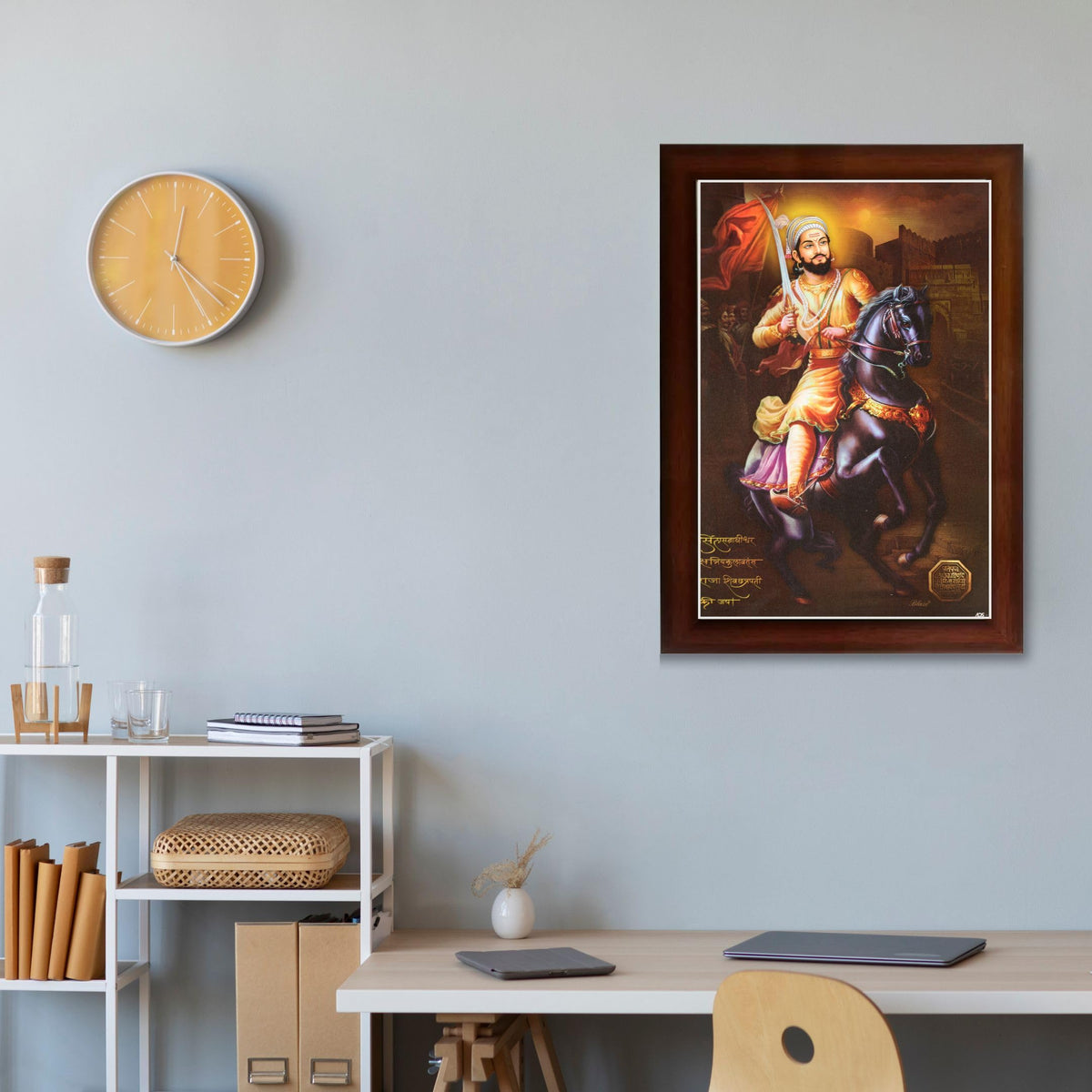 CRAFT QUEST Chhatrapati Shivaji Maharaj photo frame Home Decorative item with synthetic frame