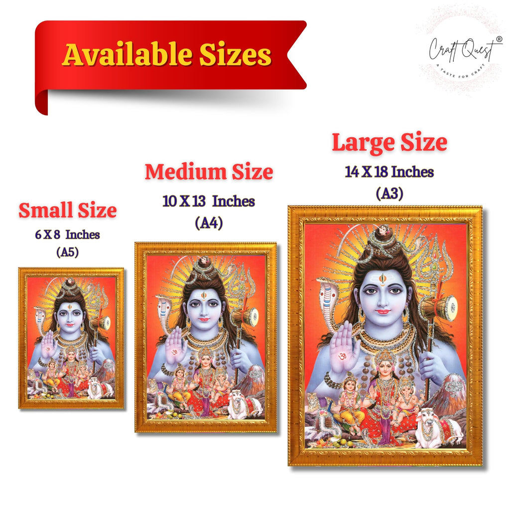 CRAFT QUEST God Shiv Ji Shiva Wall Painting | Premium Framed Hindu God Wall Art | Spiritual Mahadev Poster for Living Room, Bedroom, Office, Meditation, Pooja & Temple Décor Item |