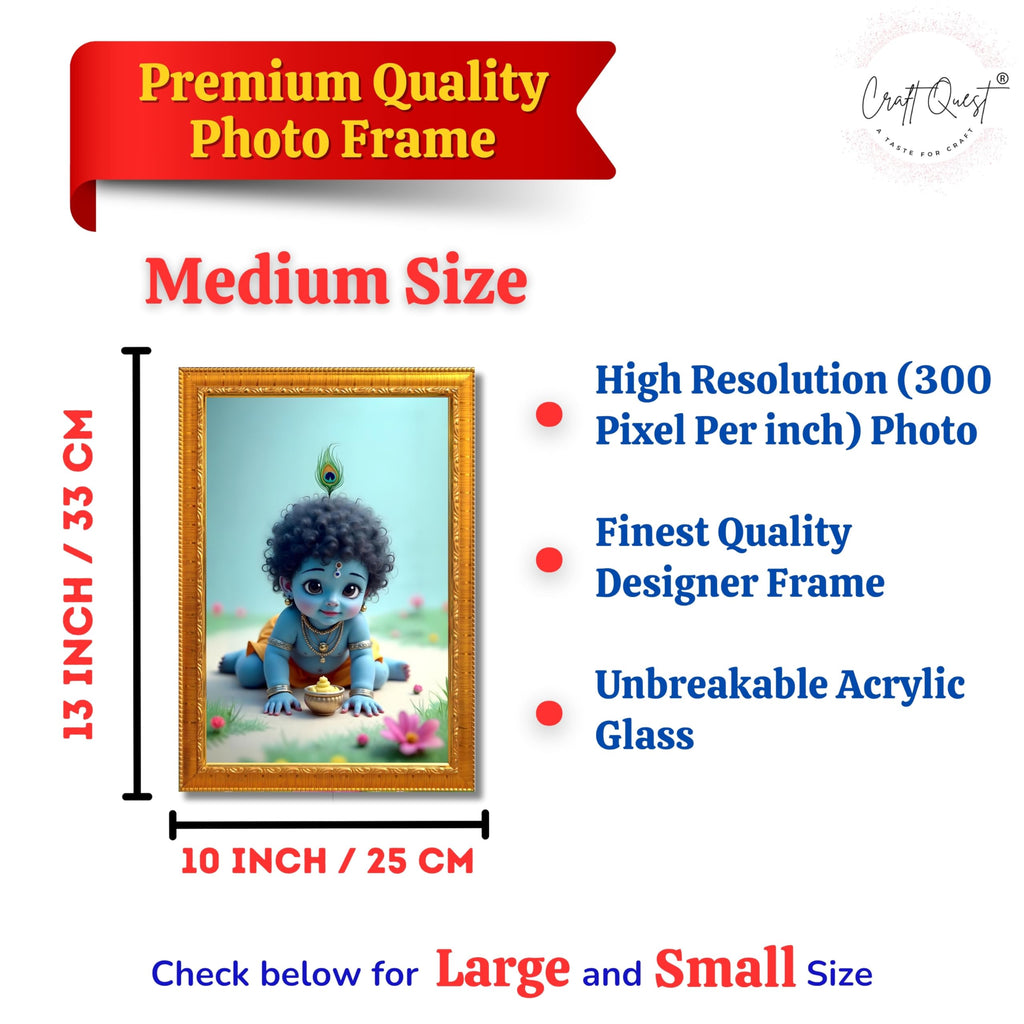 CRAFT QUEST Bal Gopal Painting | Krishna Photo Frames for Walls, Home, Bedroom, Living Room and Home Decor