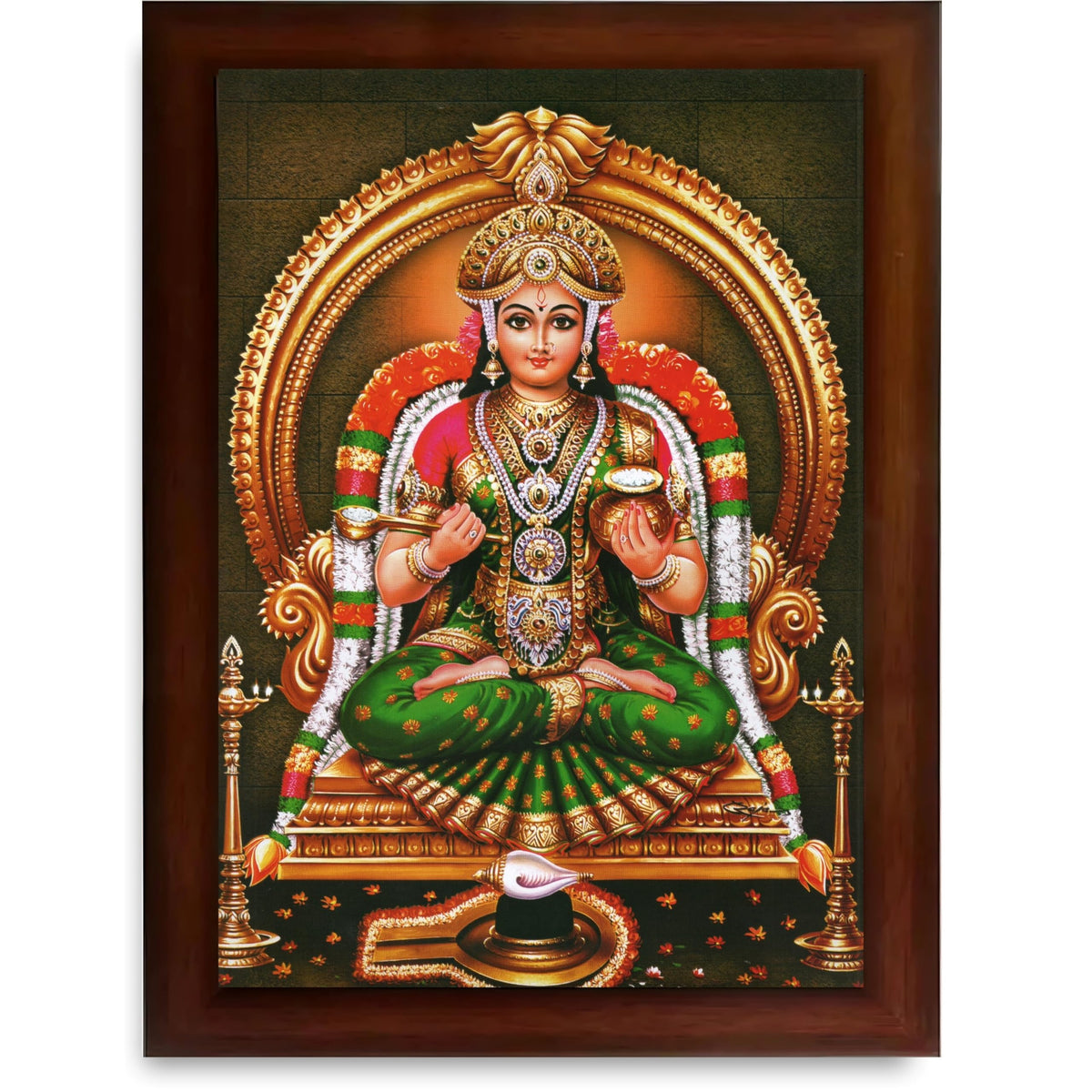 CRAFT QUEST Shiva & Maa Annapurna devi sitting on throne photo frame with Acrylic Glass for Kitchen, Food & Prosperity Blessing Hindu