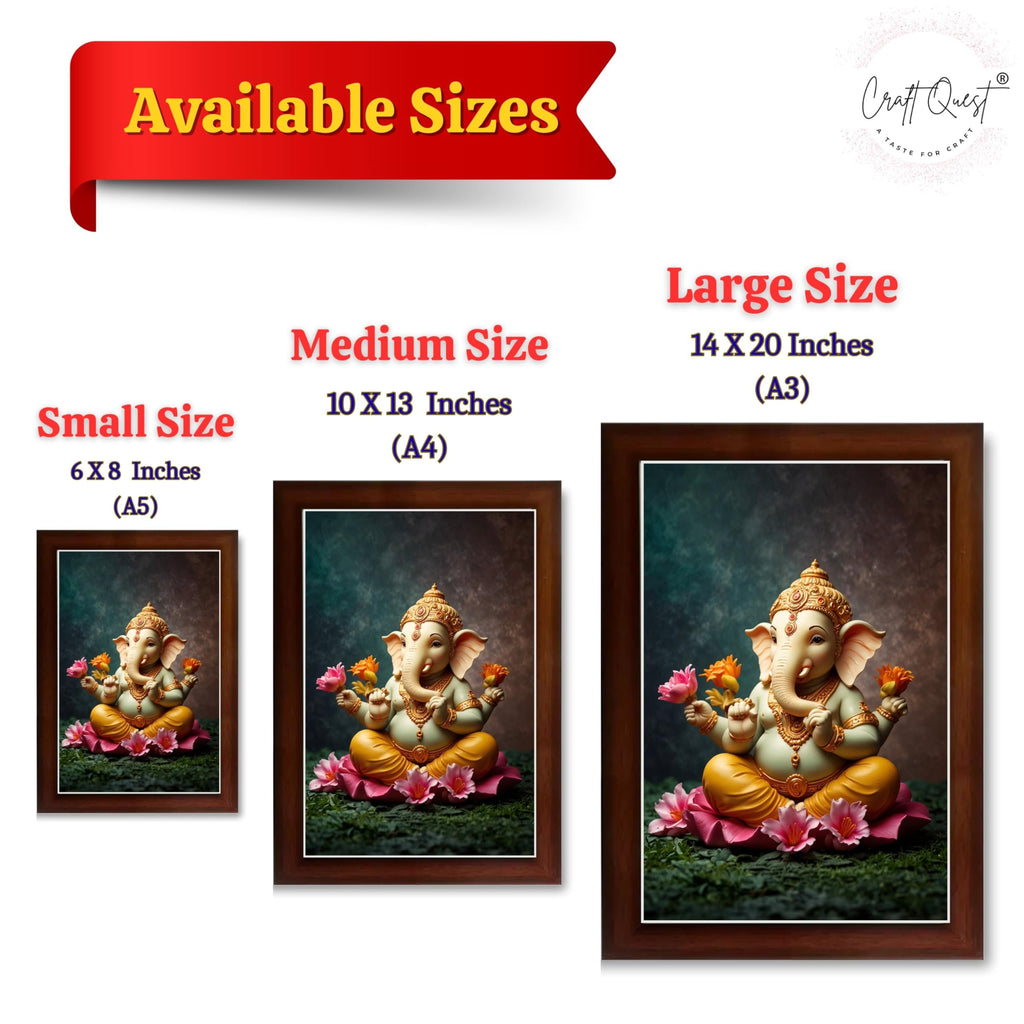 CRAFT QUEST Lord Ganpati ji Wall Hanging Frame for Living Room, Pooja Room Décor GA-215
