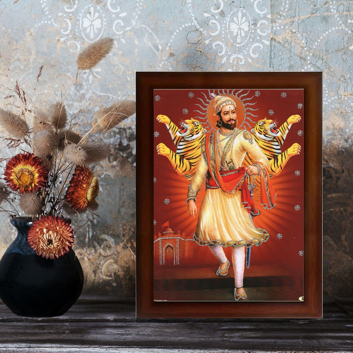 CRAFT QUEST Chhatrapati Shivaji Maharaj photo frame Home Decorative items with synthetic frame (Style 3)