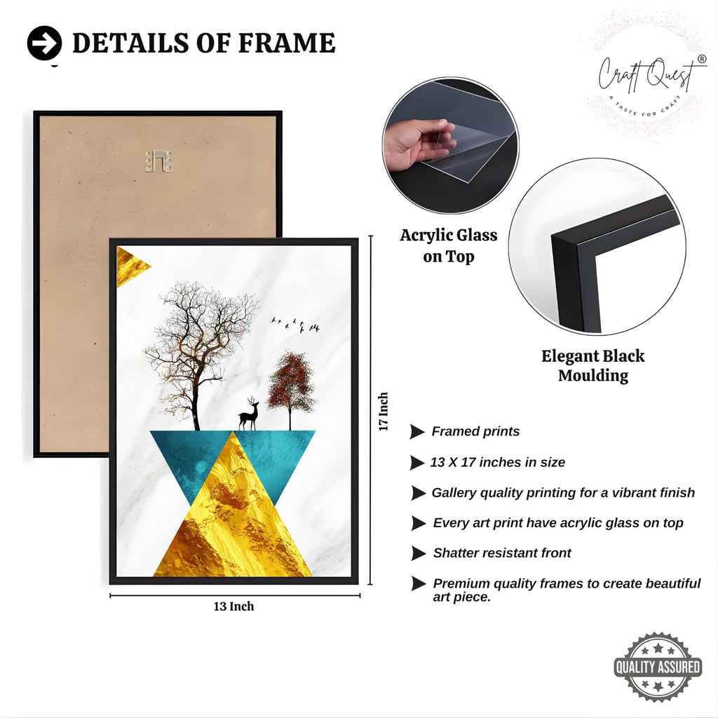 CRAFT QUEST Abstract Modern Art Wall Frame | Set of 3 Frames for Home Decoration | Ideal for Living Room, Bedroom & Offices