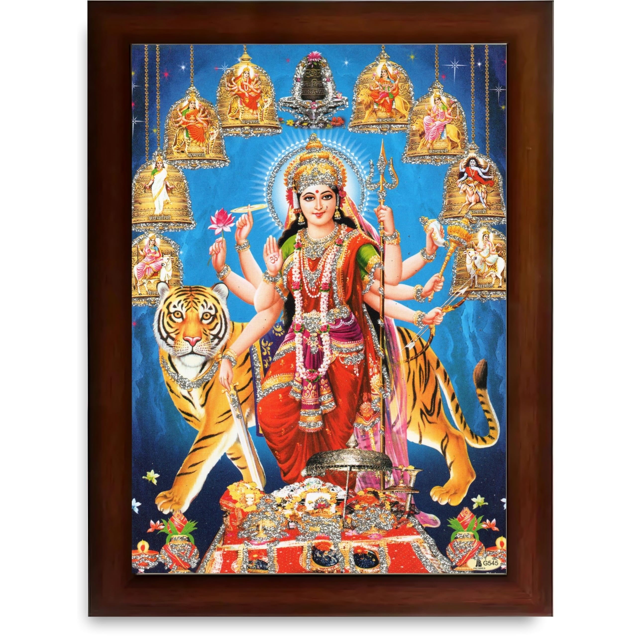 CRAFT QUEST Durga Maa MataJi Goddess Navdurga Durga Wall Painting Framed Home and Pooja Décor Item